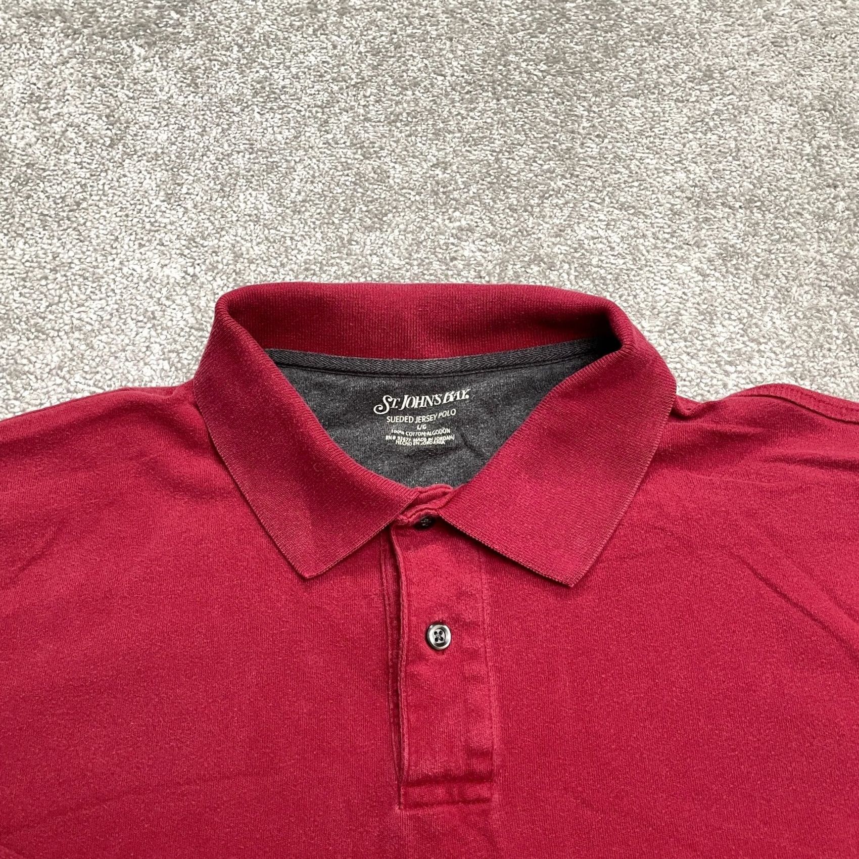 Vintage St. John's Bay Polo Shirt Mens L Red Long Sleeve Cotton Casual Size US L / EU 52-54 / 3 - 3 Thumbnail