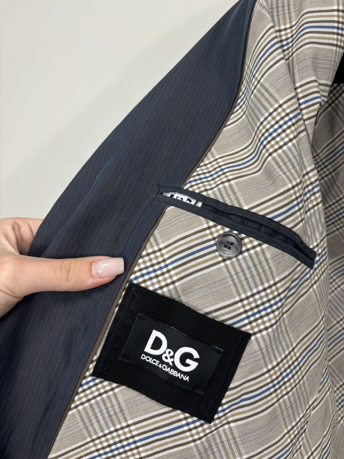 Dolce & Gabbana Vintage Dolce & Gabbana Men’s Striped Luxury Blazer Jacket Size 42R - 13 Thumbnail