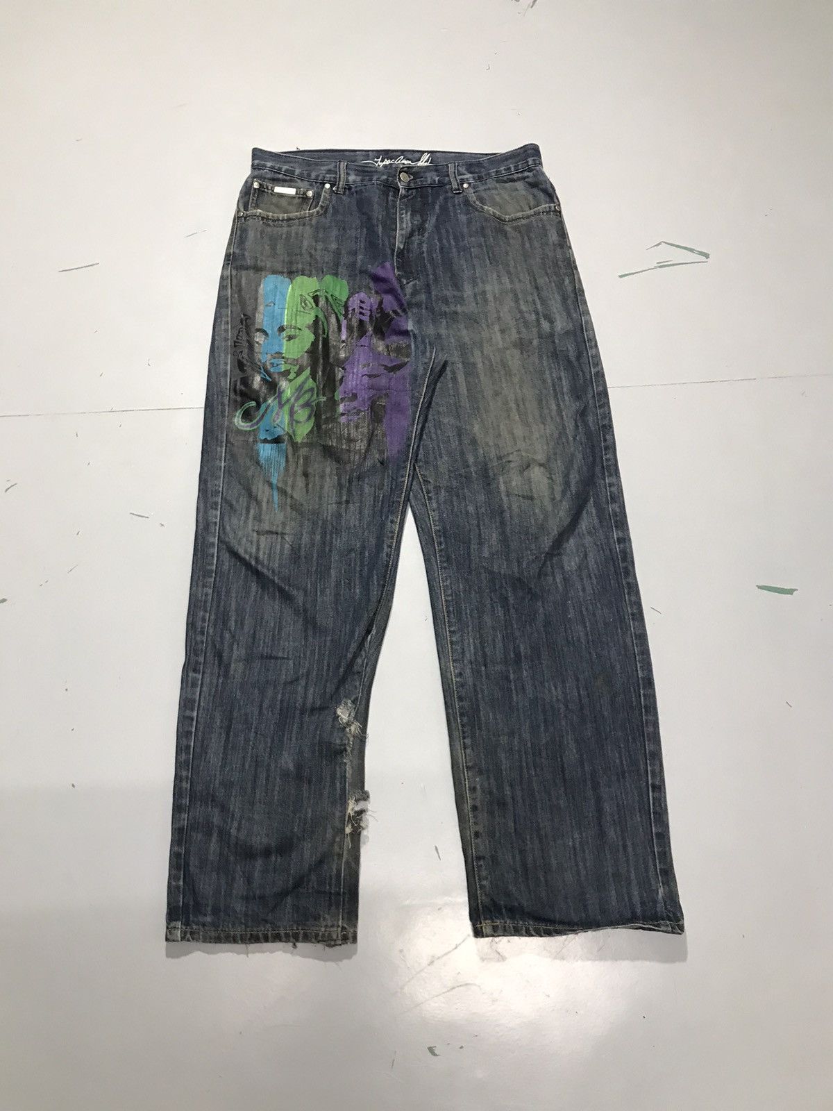 Vintage makaveli embroidered denim