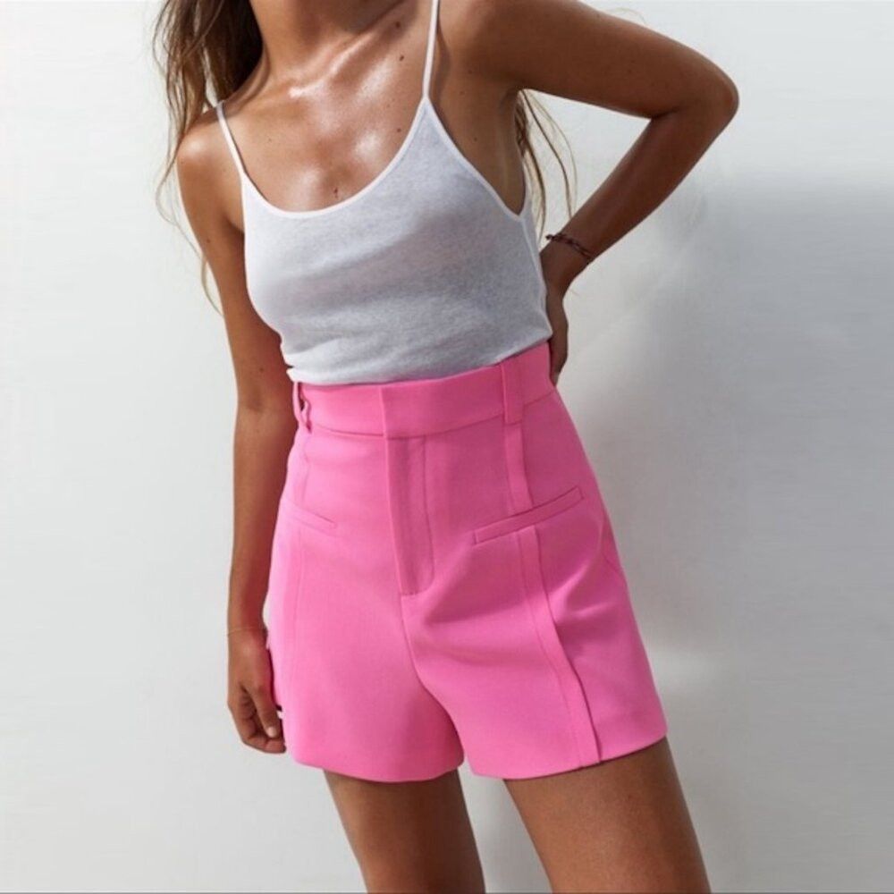 Zara NWT New Zara Pink High Waist Shorts Size XS Size 26" / US 2 / IT 38 - 1 Thumbnail