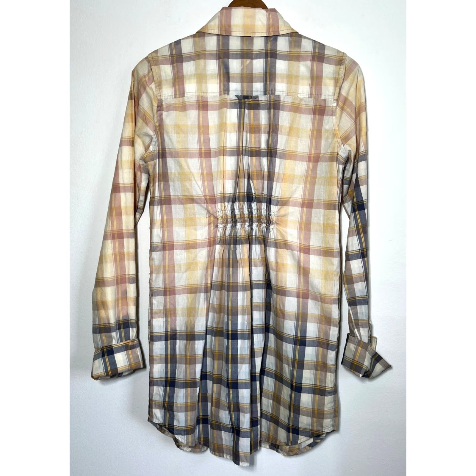 Free People NWT Free People Tunic Top Navy Plaid Size 8 Womens Button-Up Shirt 100% Cotton Long Sleeve Size M / US 6-8 / IT 42-44 - 2 Thumbnail