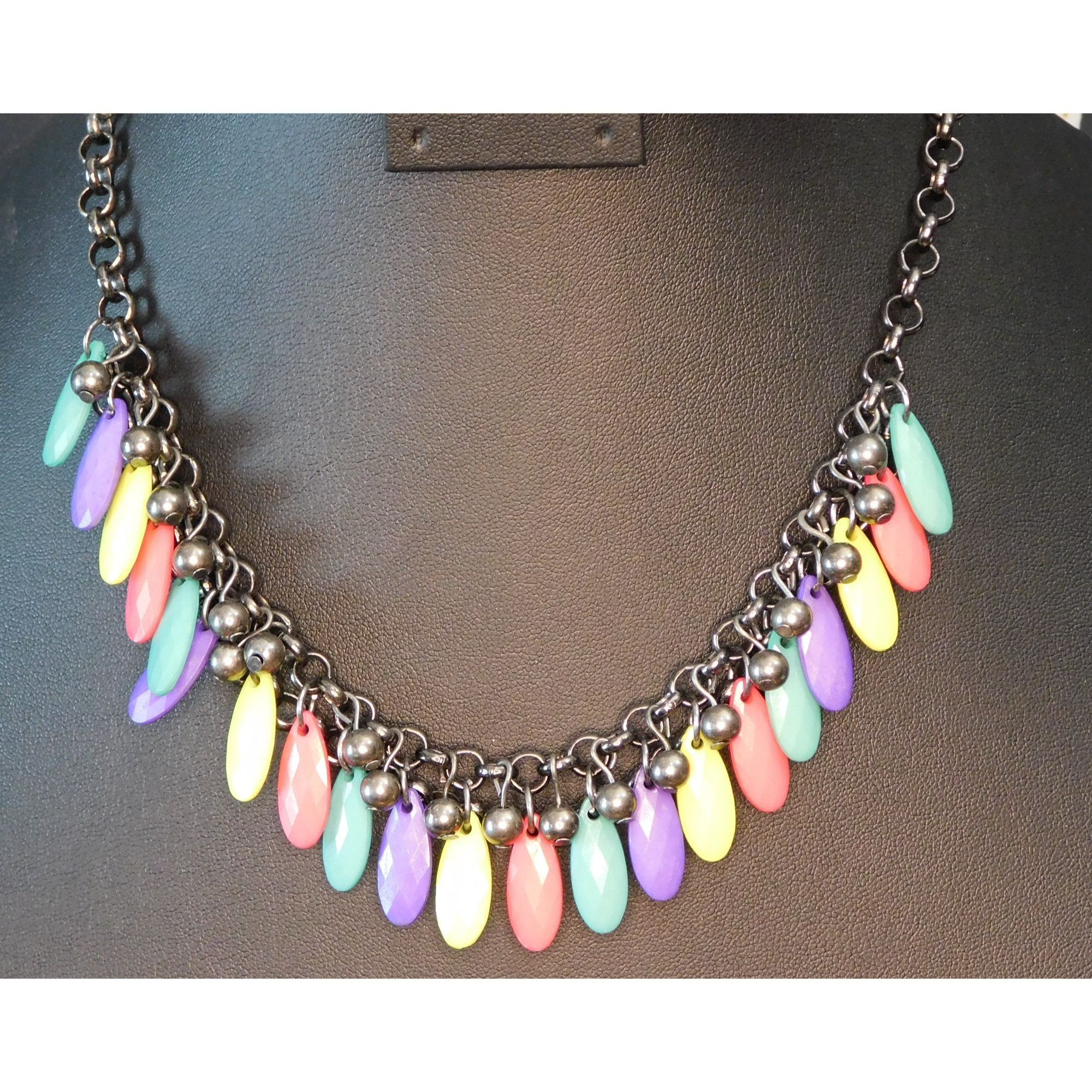 Other Vintage 80s Rainbow Fringe Beaded Necklace Size ONE SIZE - 1 Thumbnail