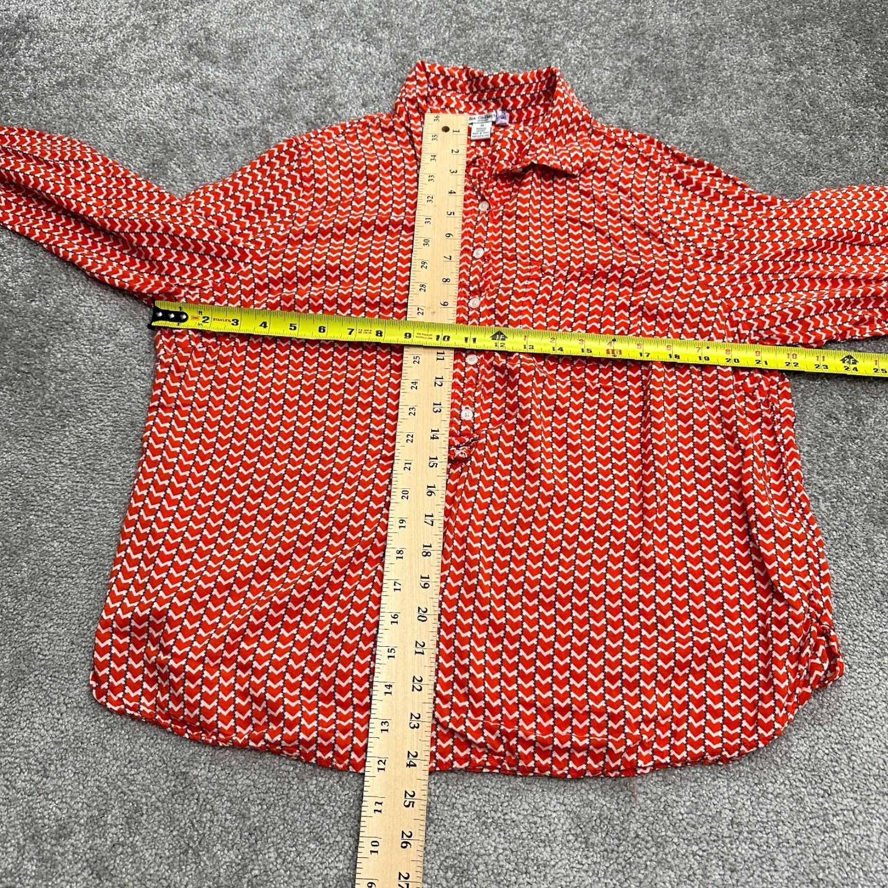 Vintage Dalia Shirt Women 1X Red Geometric Long Sleeve Button-Up Tunic Plus Womens Size XL / US 12-14 / IT 48-50 - 6 Thumbnail