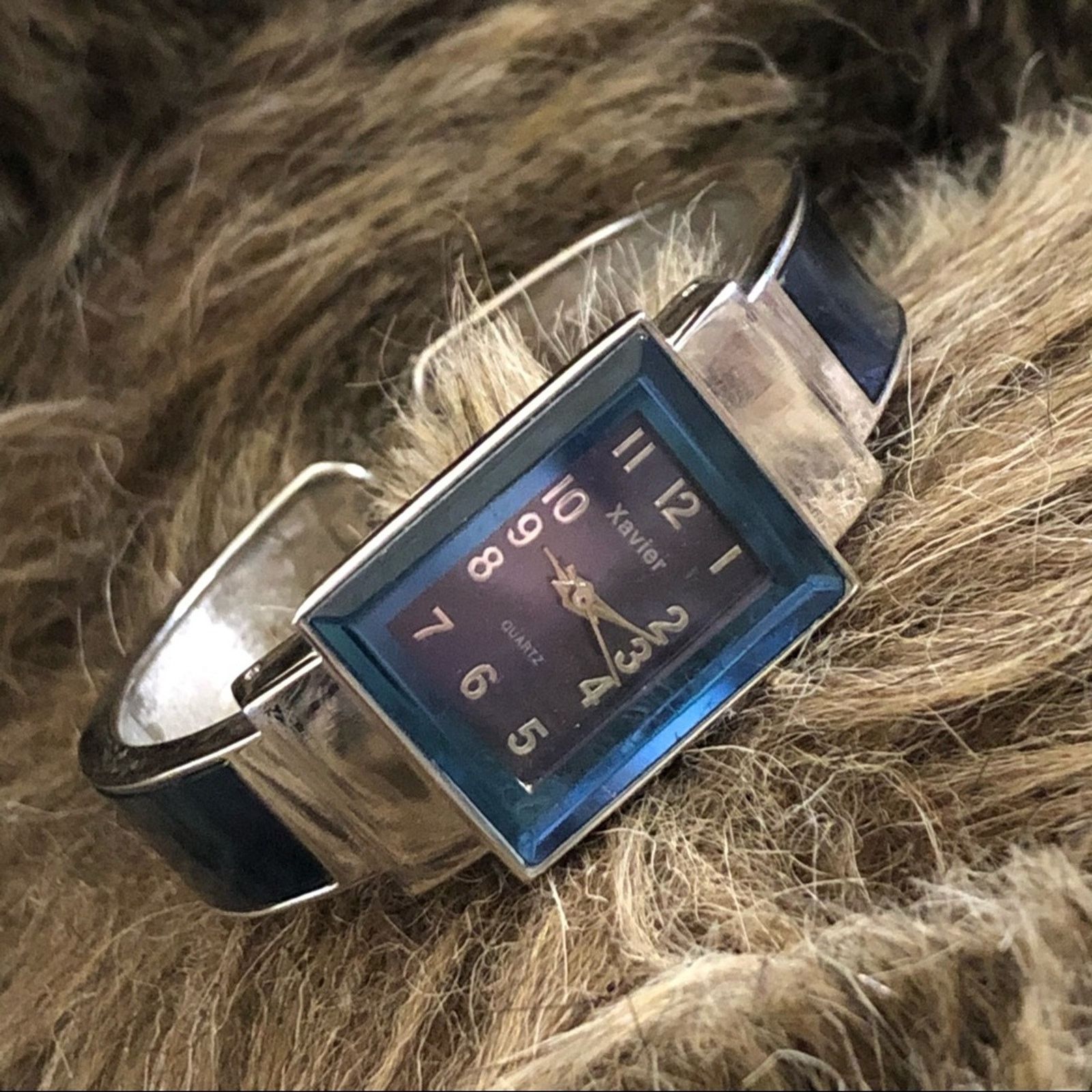 Xavier Xavier metallic blue silver plated cuff watch Size ONE SIZE - 1 Thumbnail