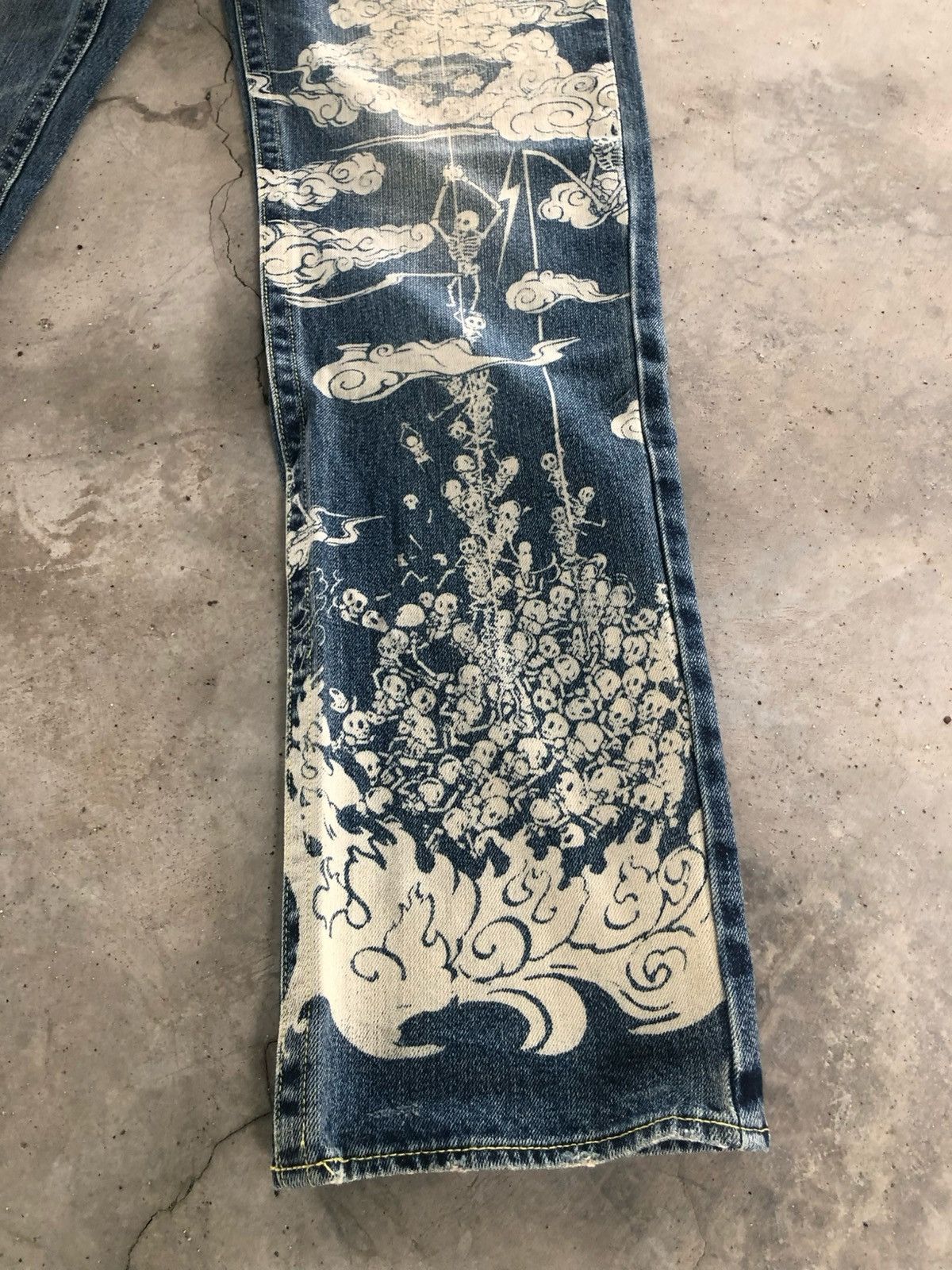 Karakuri Tamashii Karakuri Tamashi Full Print Buddha Jeans–Embroidered Pocket Size US 33 - 3 Thumbnail