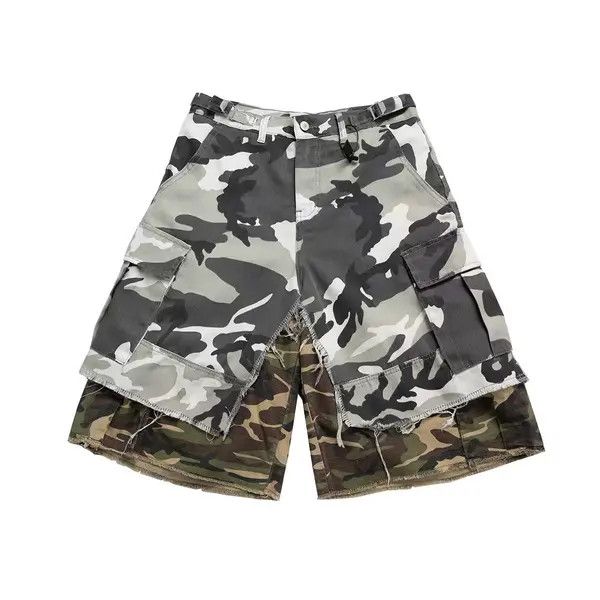 Japanese Brand Kihara x Kida Fake Two Piece Spliced Camouflage Cargo Shorts Size US 32 / EU 48 - 4 Thumbnail