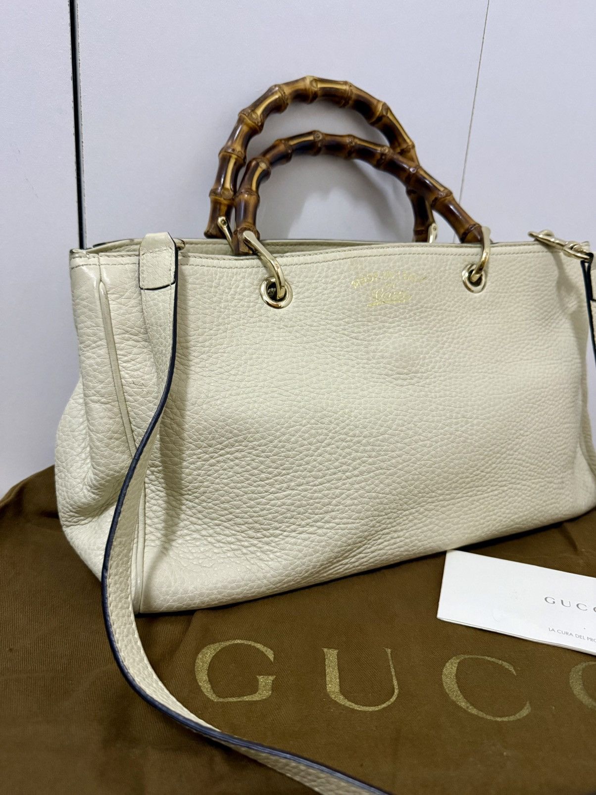 Gucci Gucci Bamboo Shopper Pebbled Leather 2 way Small Size ONE SIZE - 4 Thumbnail