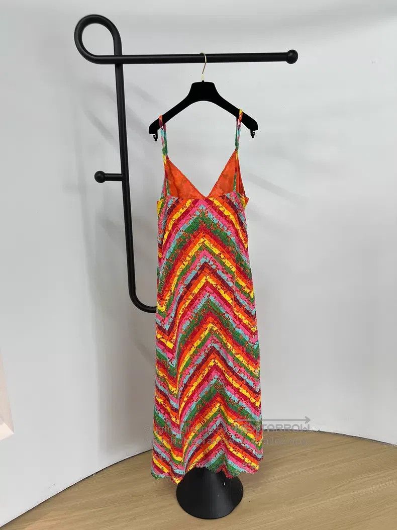 Valentino Valentino Colorful striped lace slip dress Size L / US 10 / IT 46 - 3 Thumbnail