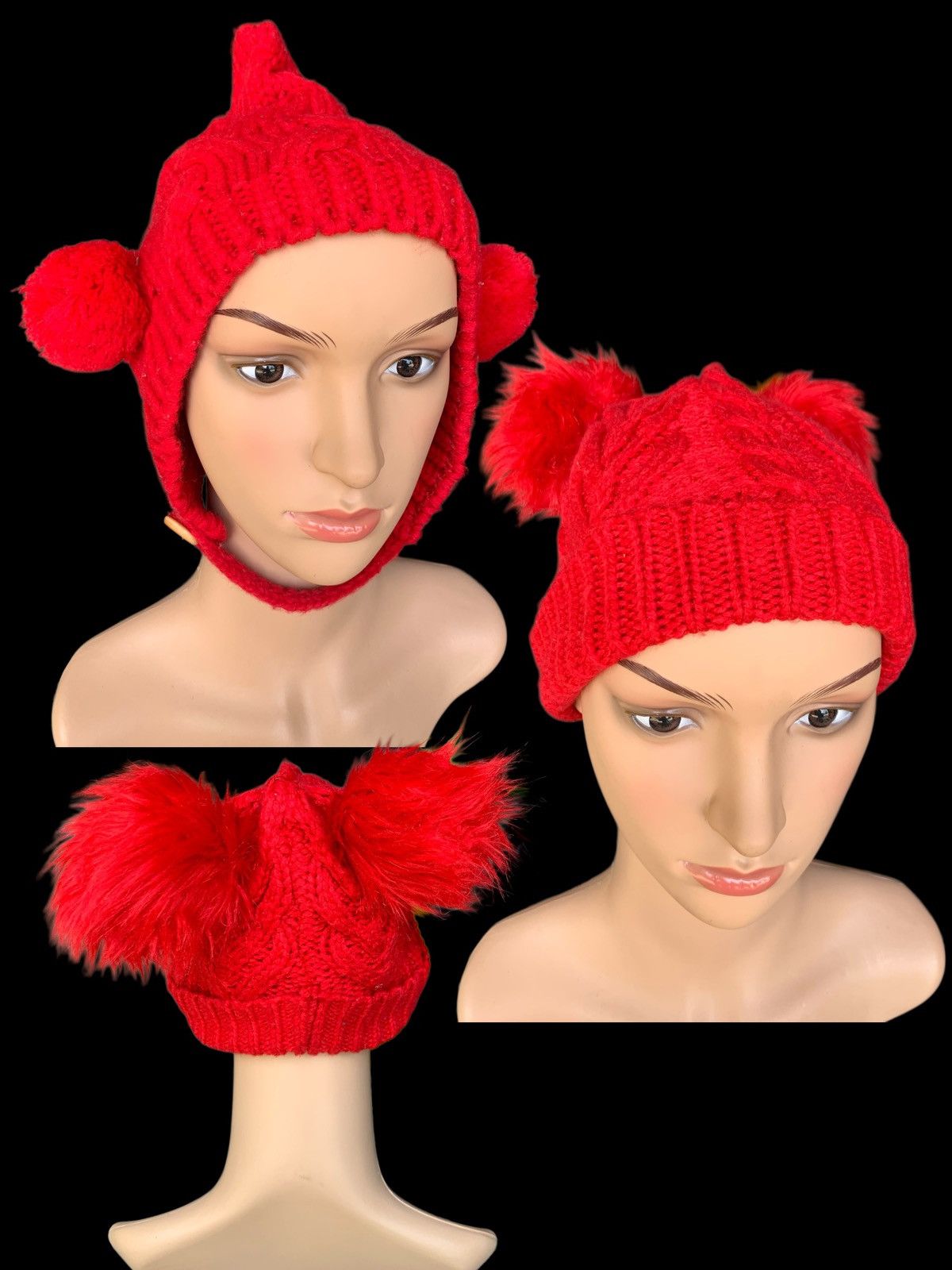 Japanese Brand × Kapital × Vintage Combo Two Beanies Hat Knitt Crochet Cute Size ONE SIZE - 1 Thumbnail