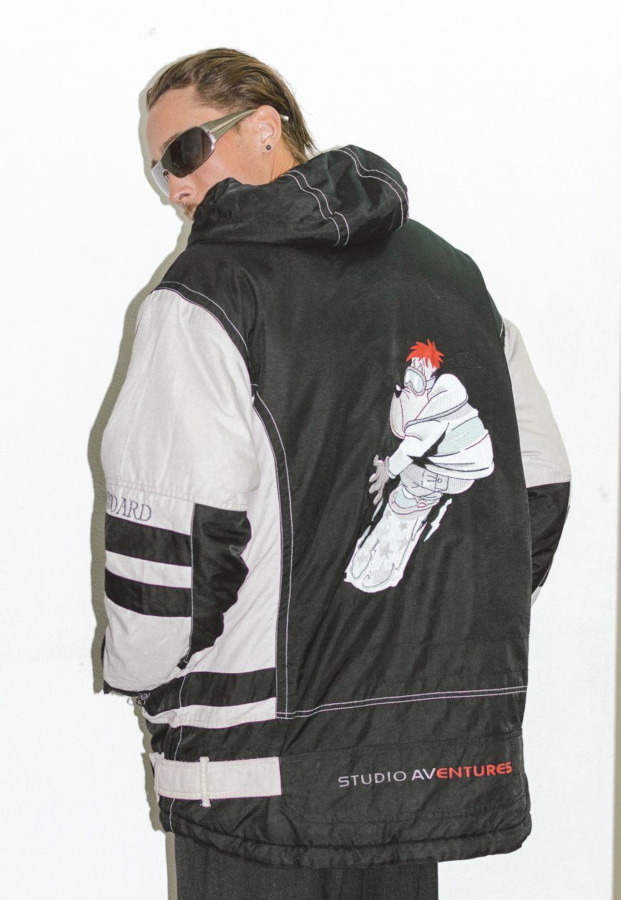 image of Very Vintage Collectible Embroidered Droopy Tex Avery Jacket in Black White, Men's (Size Large)