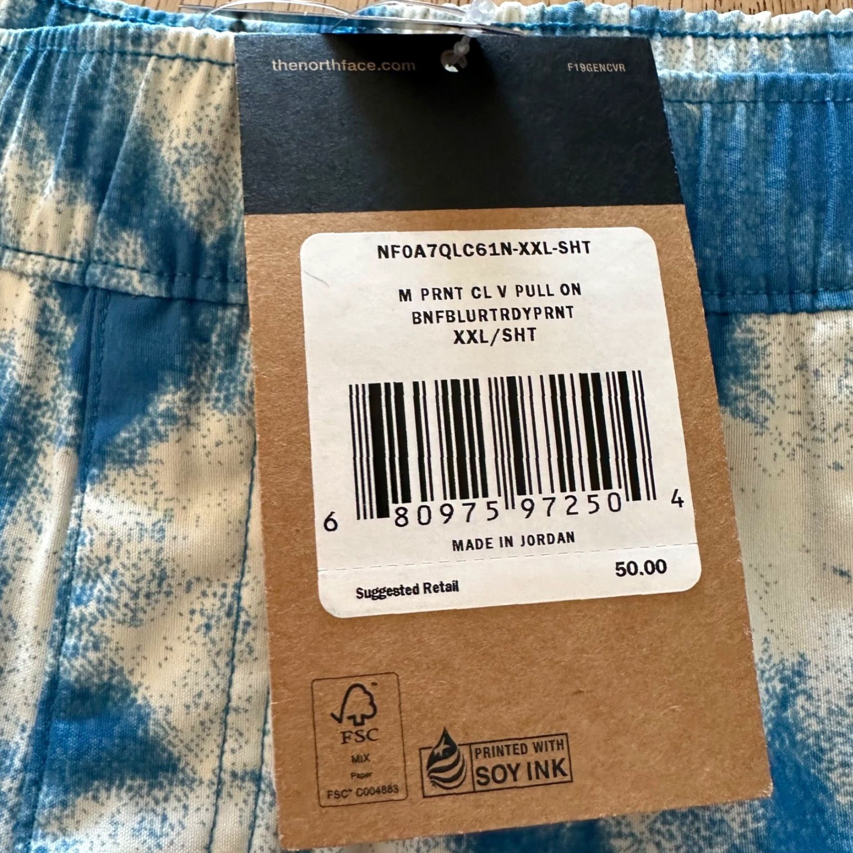The North Face Nike The North Face Shorts Mens 5” 2XL Relaxed Blue Nylon Spandex Printed Class V Pull On Size US 39 - 4 Thumbnail