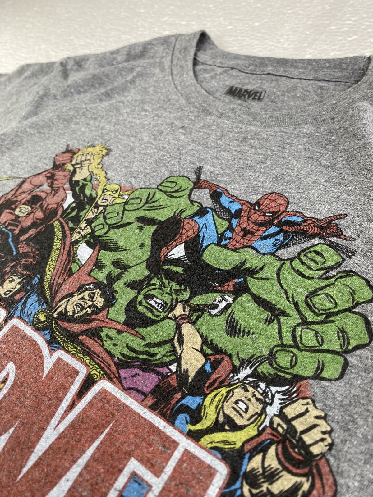 Anime × Marvel Comics × Vintage Marvel Comic Collage Of Superhero Avengers tshirt (B15) Size US S / EU 44-46 / 1 - 2 Thumbnail