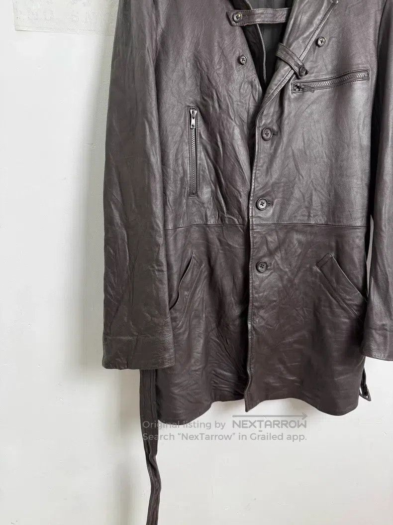 Yohji Yamamoto YOHJI YAMAMOTO Sheepskin brown belt leather coat Size US XL / EU 56 / 4 - 4 Thumbnail