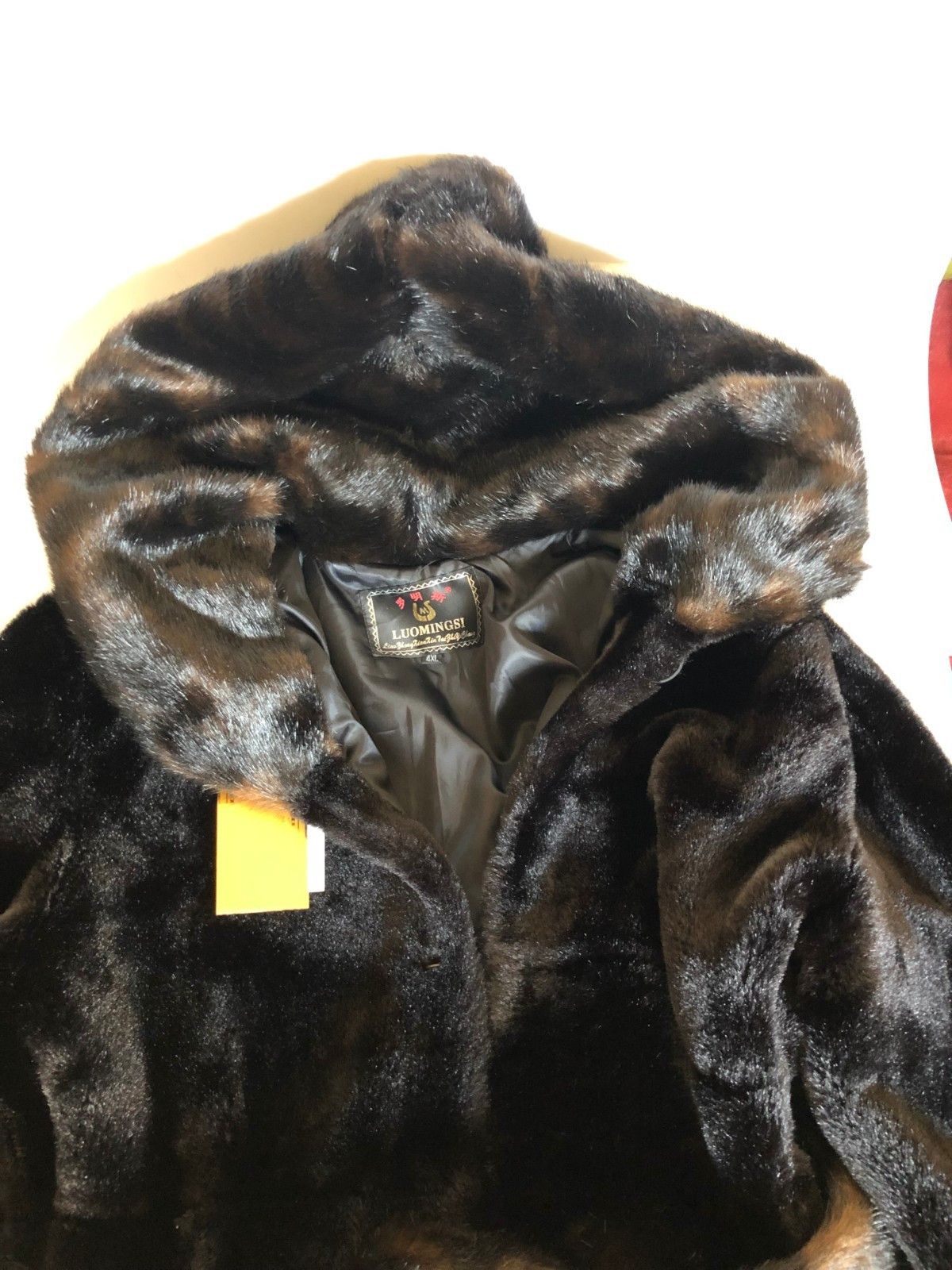 Other Luomingsi Black Faux Mink Coat Hoodie Brown Belt 16 US Size XXL / US 16-18 / IT 52-54 - 2 Thumbnail