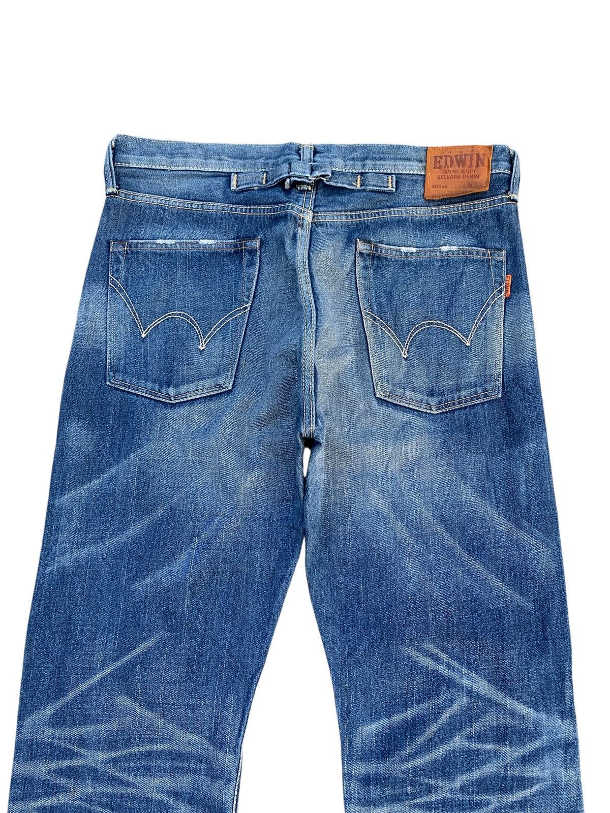 Kapital VINTAGE EDWIN 505zx SELVEDGE BUCKLE BACK DISTRESSED DENIM Size US 35 - 7 Thumbnail