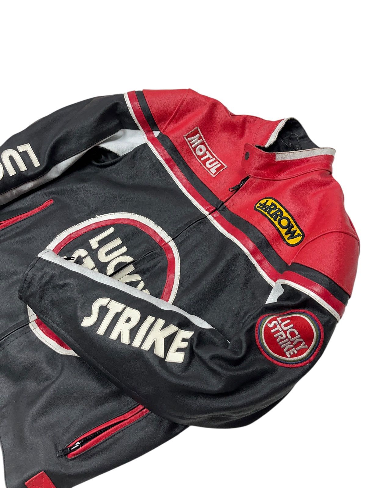 Genuine Leather Vintage Lucky Strike Leather Racing Jacket with Protection Size US XL / EU 56 / 4 - 3 Thumbnail
