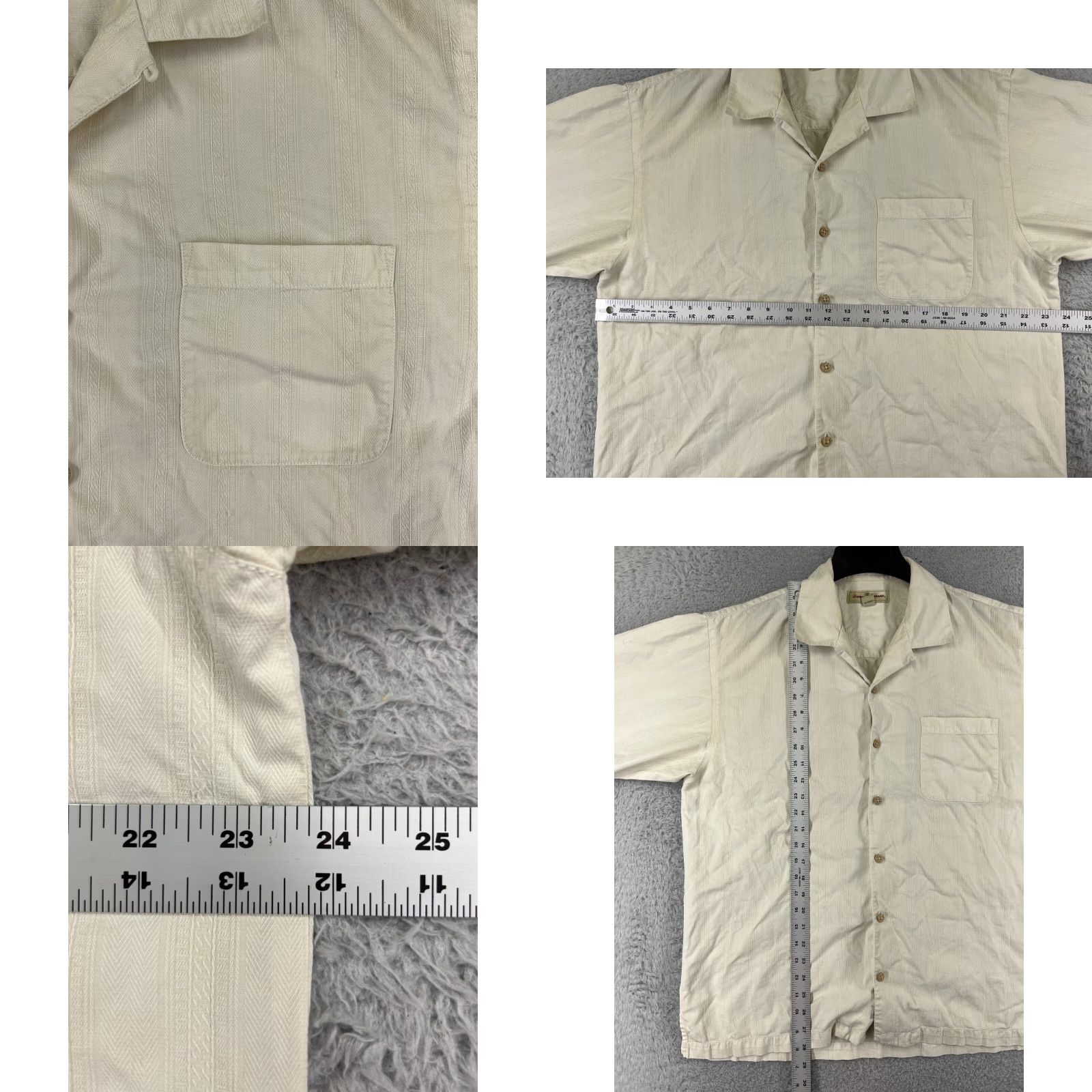 Tommy Bahama Tommy Bahama Shirt Men Large Beige Button-Up 100% Silk Hawaiian Pocket Vacation Size US L / EU 52-54 / 3 - 8 Thumbnail