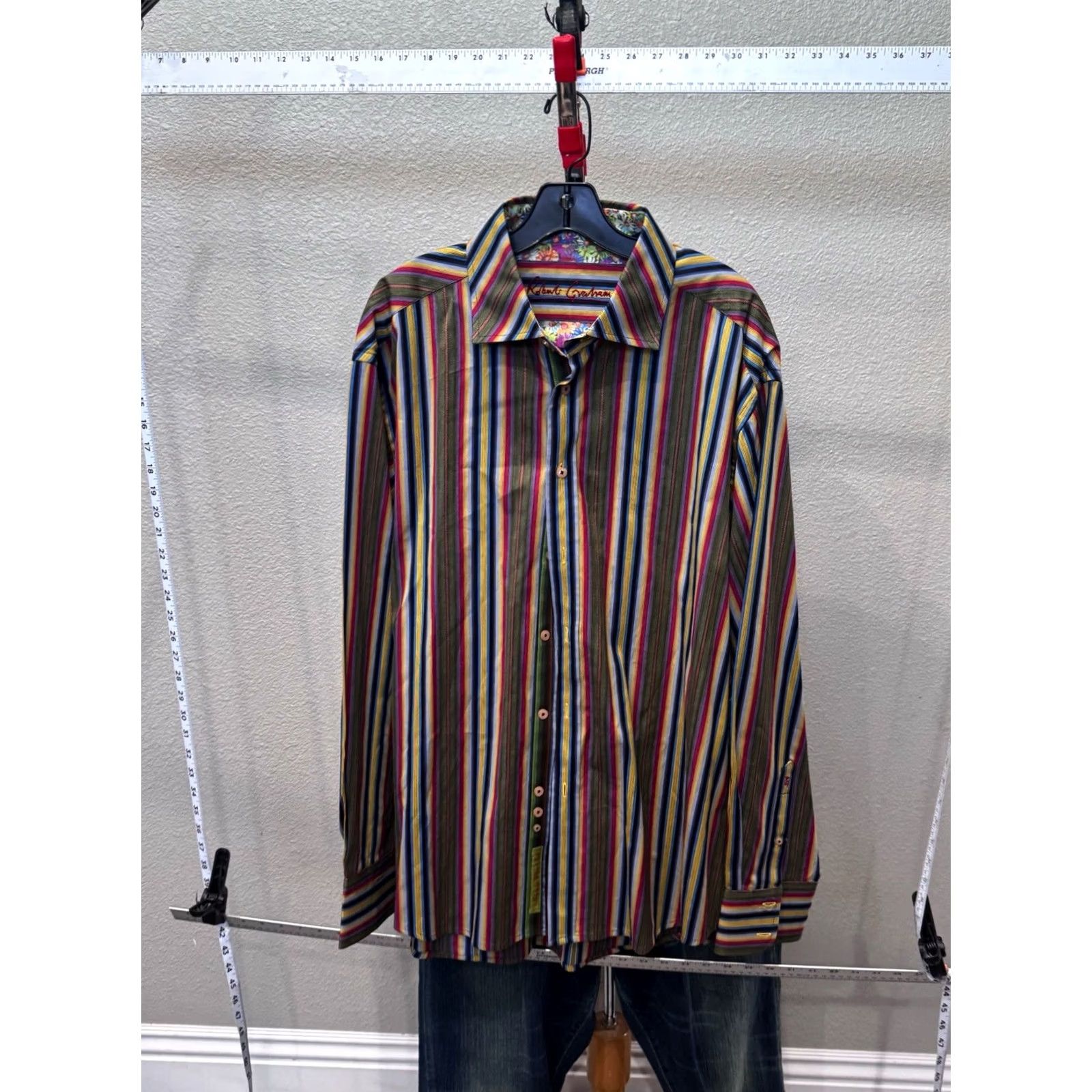 Robert Graham Robert Graham Stripe Floral LONG SLEEVE SHIRT XXL 2XL Multicolor Mens Casual Knit Shirt Shirt Size US XXL / EU 58 / 5 - 3 Thumbnail