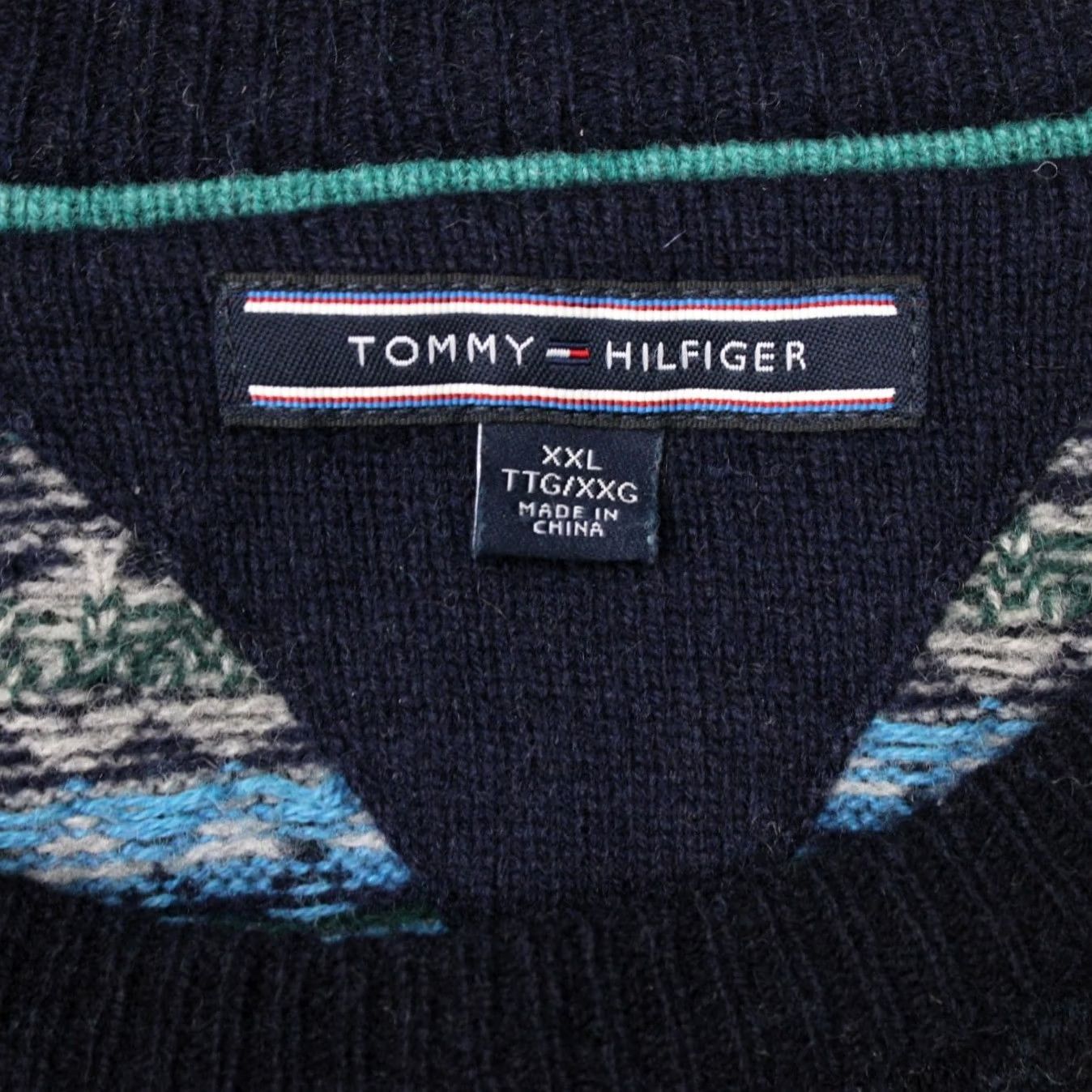 Tommy Hilfiger Tommy Hilfiger Sweater Mens 2XL Striped Blue Lambswool/Cotton/Cashmere L/S Crew Neck Pullover Size US XXL / EU 58 / 5 - 4 Thumbnail