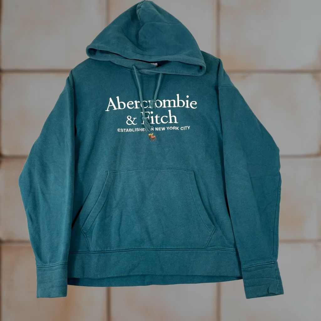 Abercrombie & Fitch Abercrombie & Fitch Hoodie Womens Small Teal Green Sweatshirt New York City - Pre-Owned Size S / US 4 / IT 40 - 1 Thumbnail
