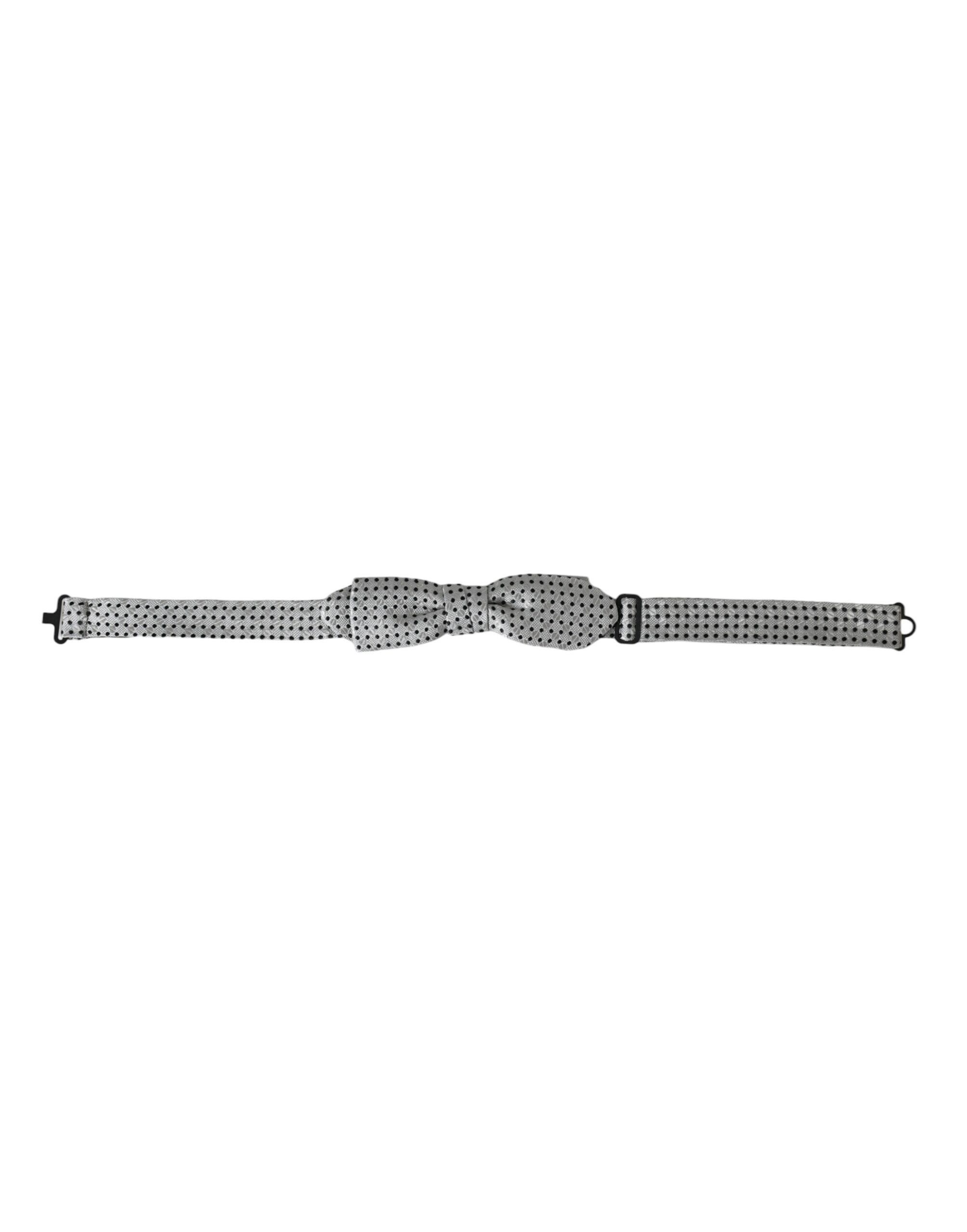 Dolce & Gabbana Gray Silk Polka Dot Adjustable Neck Men Papillon Bow Men's Size ONE SIZE - 1 Thumbnail