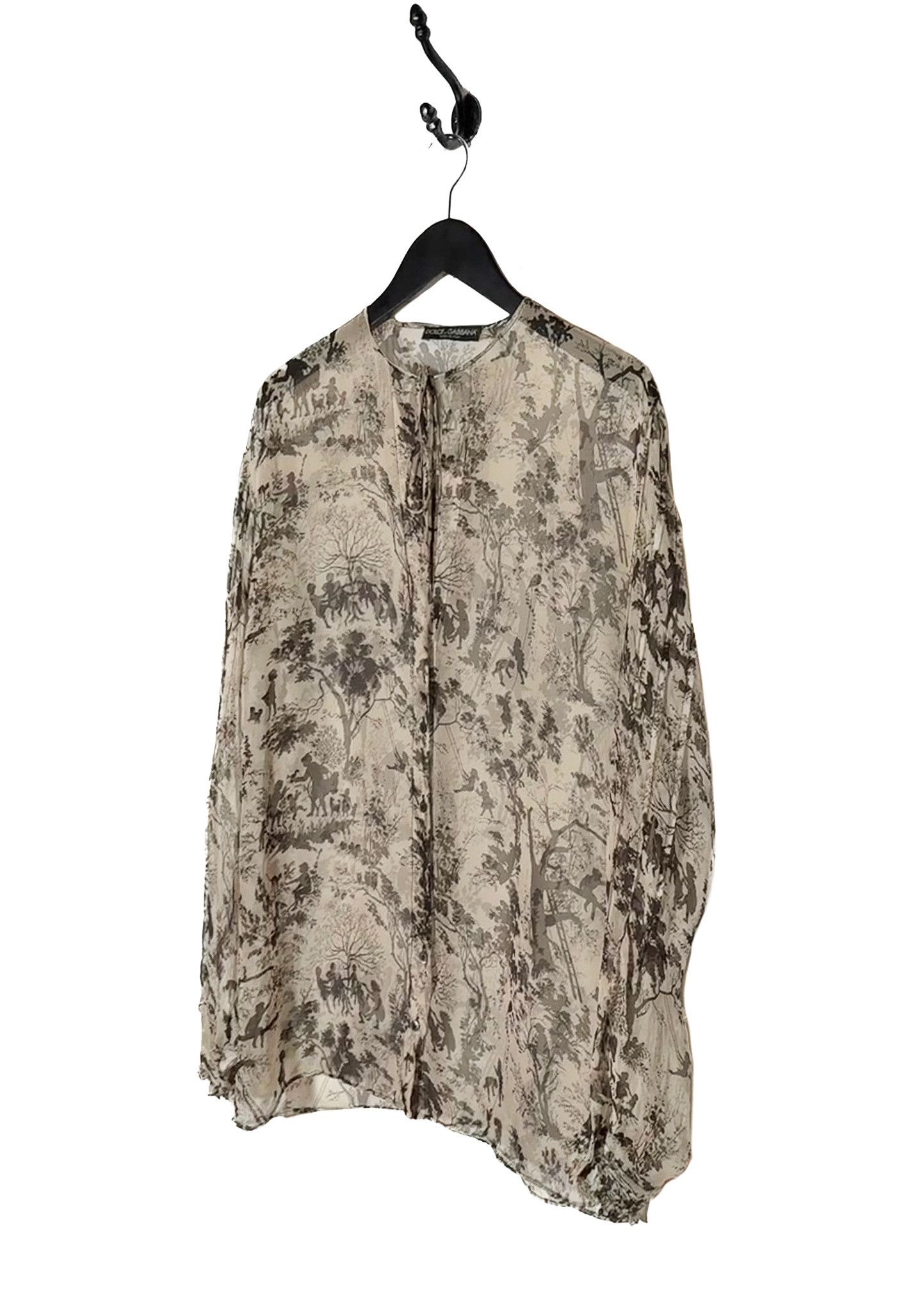Dolce & Gabbana Dolce & Gabbana Beige Brown Silk Printed Blouse Size M / US 6-8 / IT 42-44 - 2 Thumbnail
