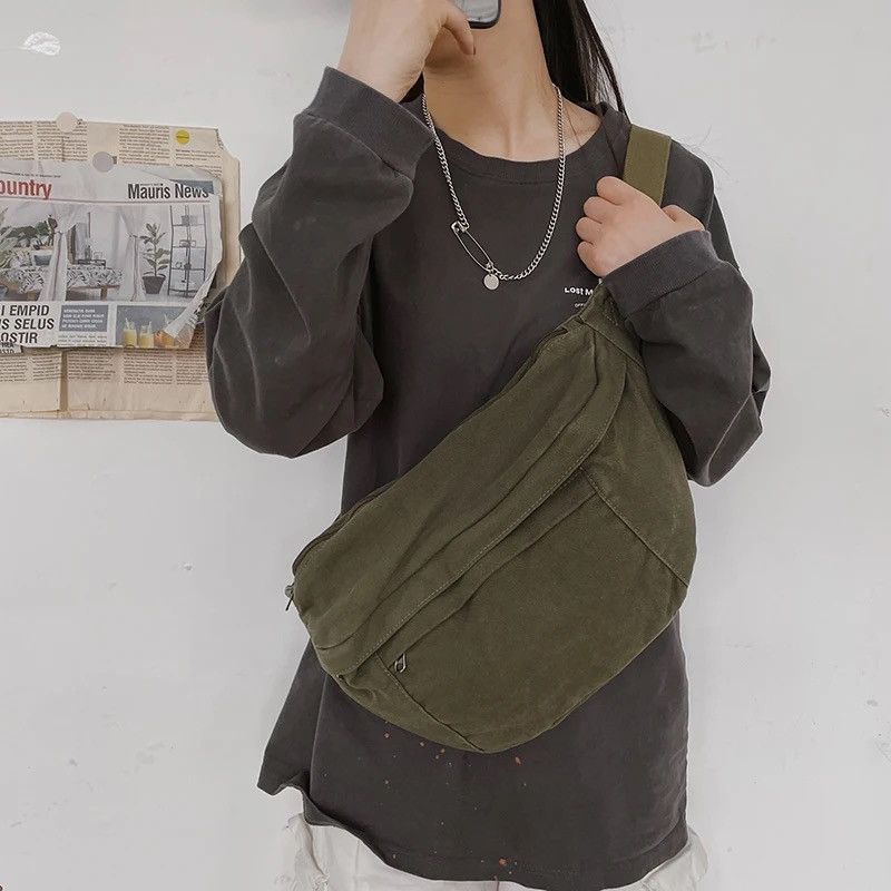 Japanese Brand Canvas Crossbody Bag Size ONE SIZE - 4 Thumbnail