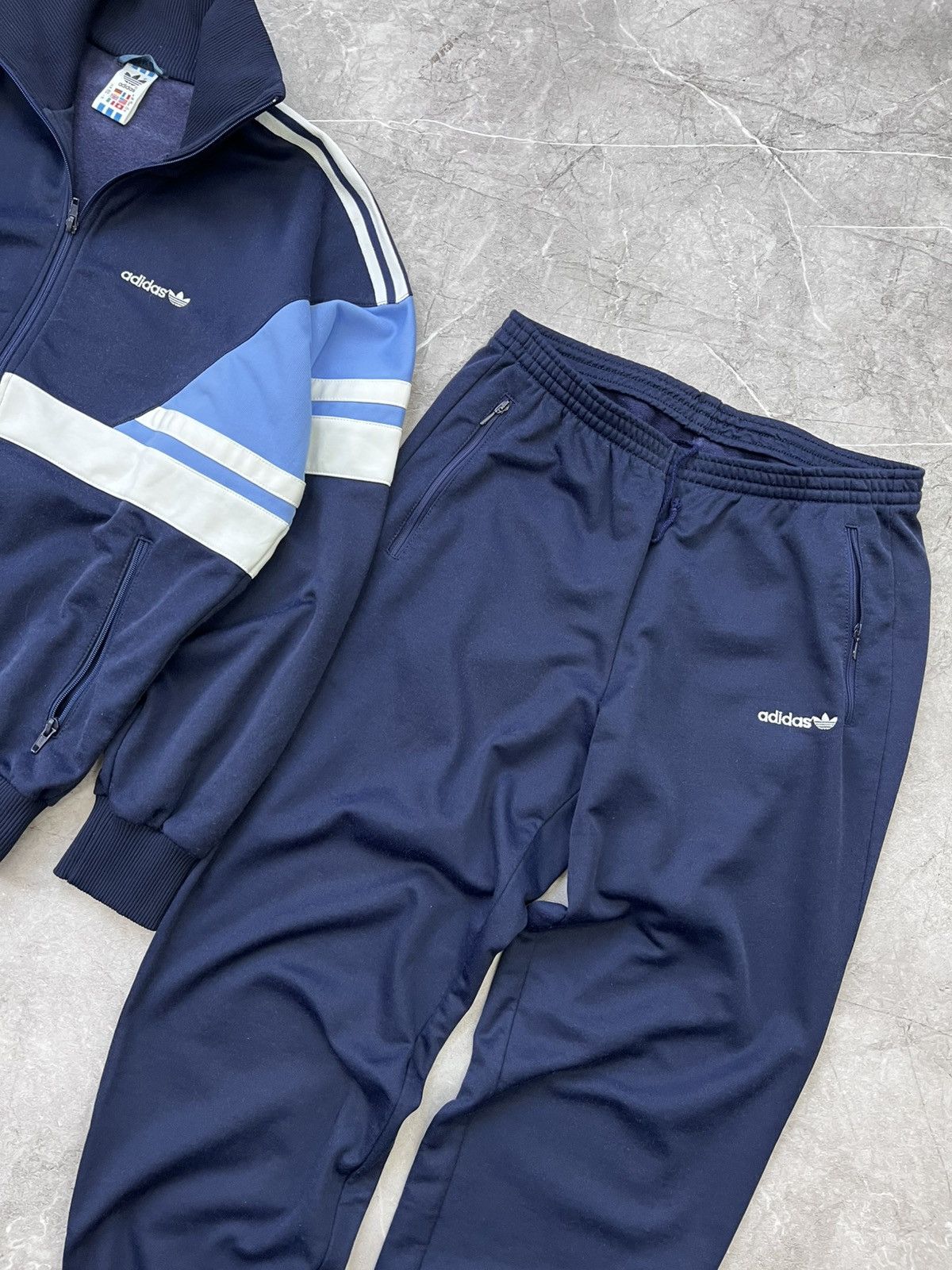 Designer × Vintage VINTAGE RETRO WEST GERMANY ADIDAS BLUE SUIT JACKET+pants Size US M / EU 48-50 / 2 - 3 Thumbnail