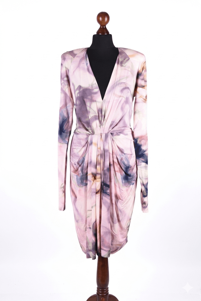 Emanuel Ungaro Women's Emanuel Ungaro Floral Cupro Ruched Midi Dress XS Size XS / US 0-2 / IT 36-38 - 1 Thumbnail