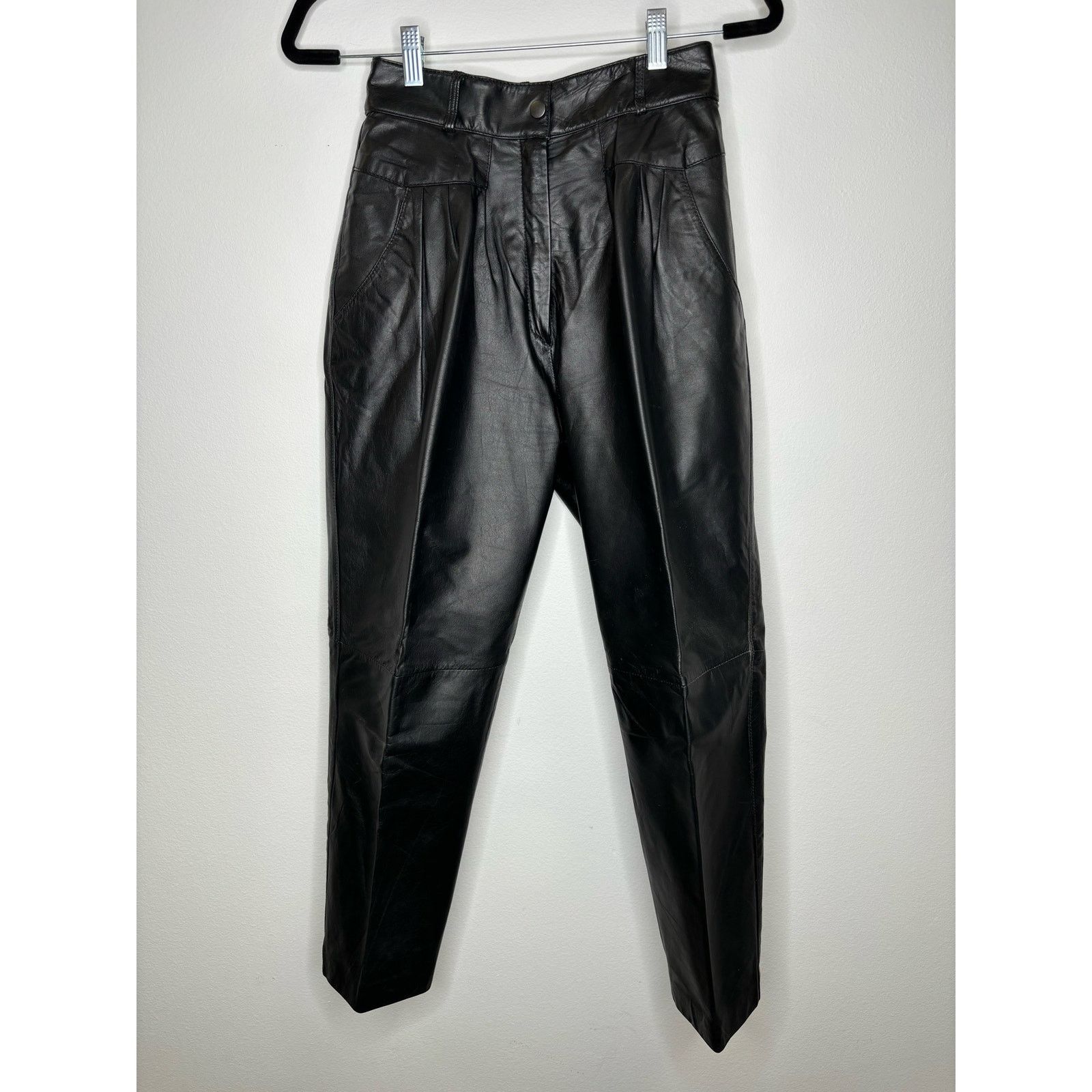 Toffs Toffs vintage black leather pants with pleats | Grailed