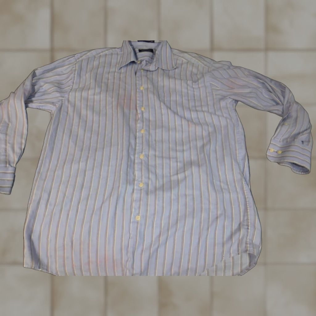 Nautica Nautica Mens Shirt Dress Shirt 16 Blue Striped Button-Down Long Sleeve Cotton Knit Vintage? No Size US L / EU 52-54 / 3 - 1 Thumbnail