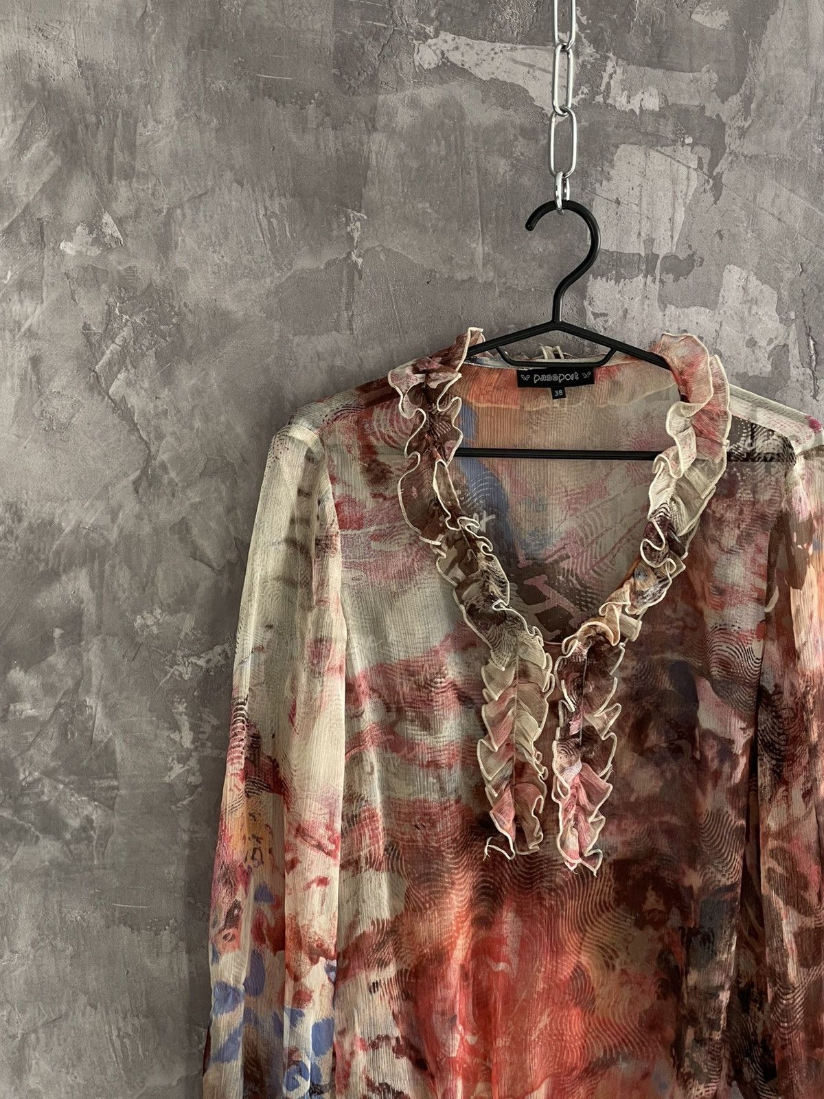 Hysteric Glamour × Le Grande Bleu (L.G.B.) Y2K Avant Garde Mesh Coloured Long Sleeve Blouse Size M / US 6-8 / IT 42-44 - 3 Thumbnail