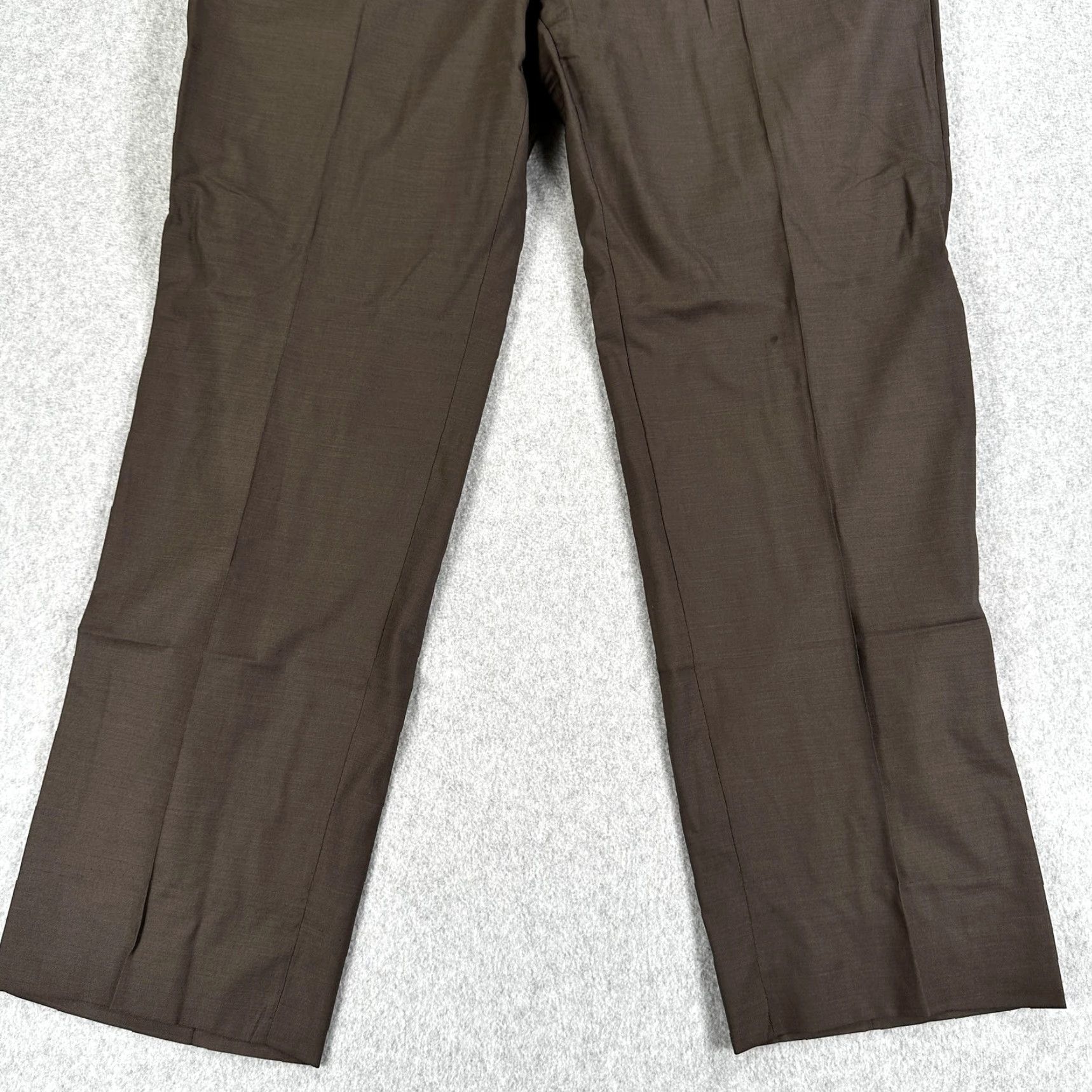 Vintage Belvest Dress Pants Mens 36x29 Brown Wool Flat Front Suit Trousers Made Italy Dress Pants Mens 36 Brown Wool Flat Front Suit Trousers Made Italy Size 36R - 3 Thumbnail
