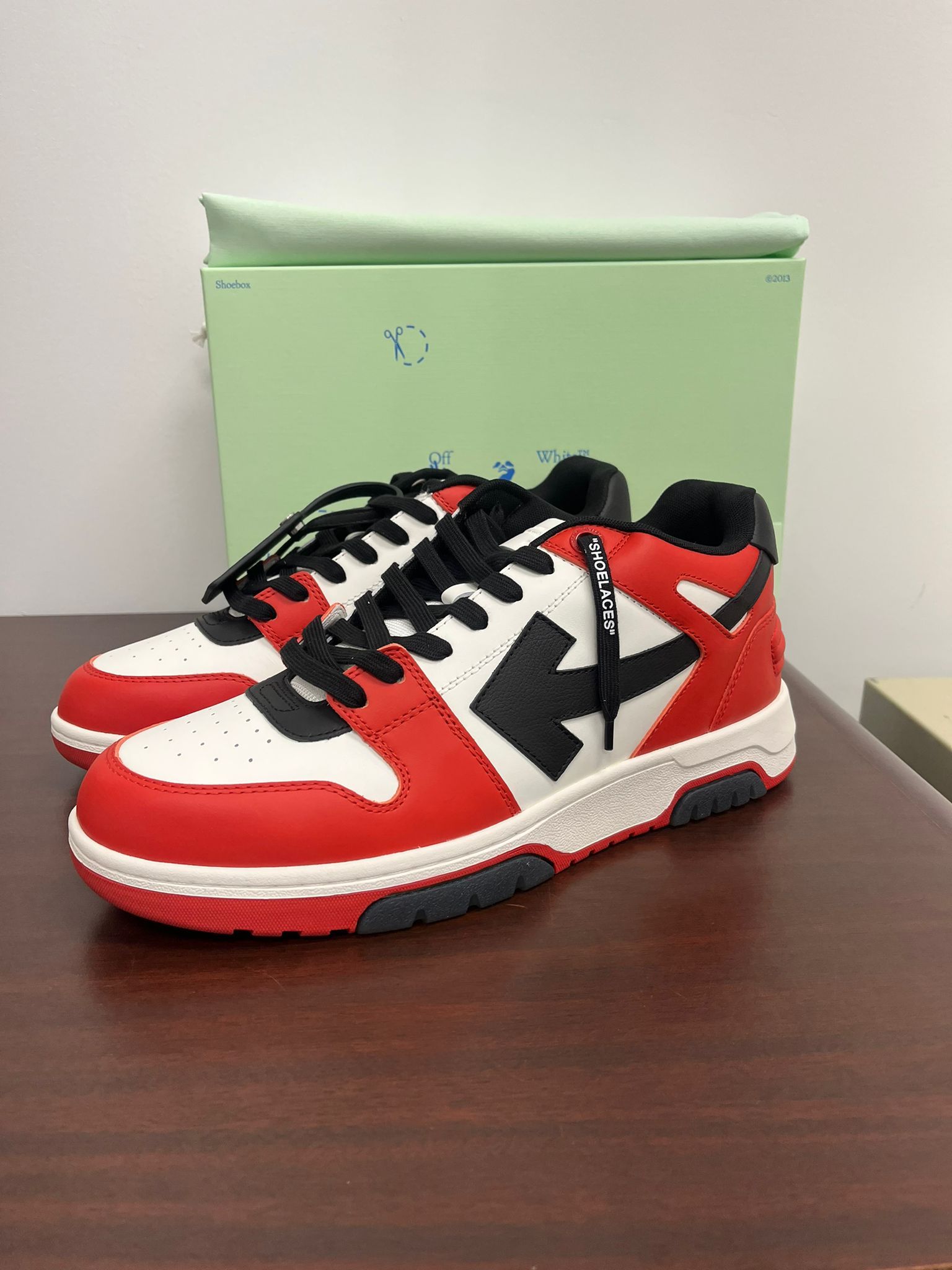 Pre-owned Off-white Out Of Office Sneakers In White/black/red