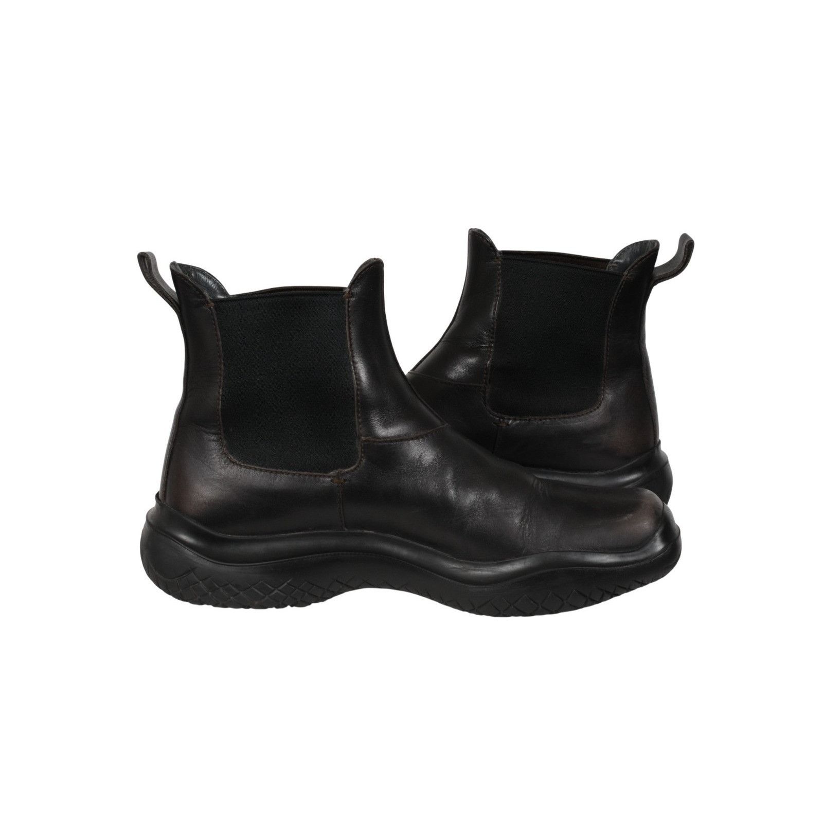Prada Vintage Chelsea Boot Brown Leather Square Toe - 02618 Size US 10.5 / EU 43-44 - 9 Thumbnail