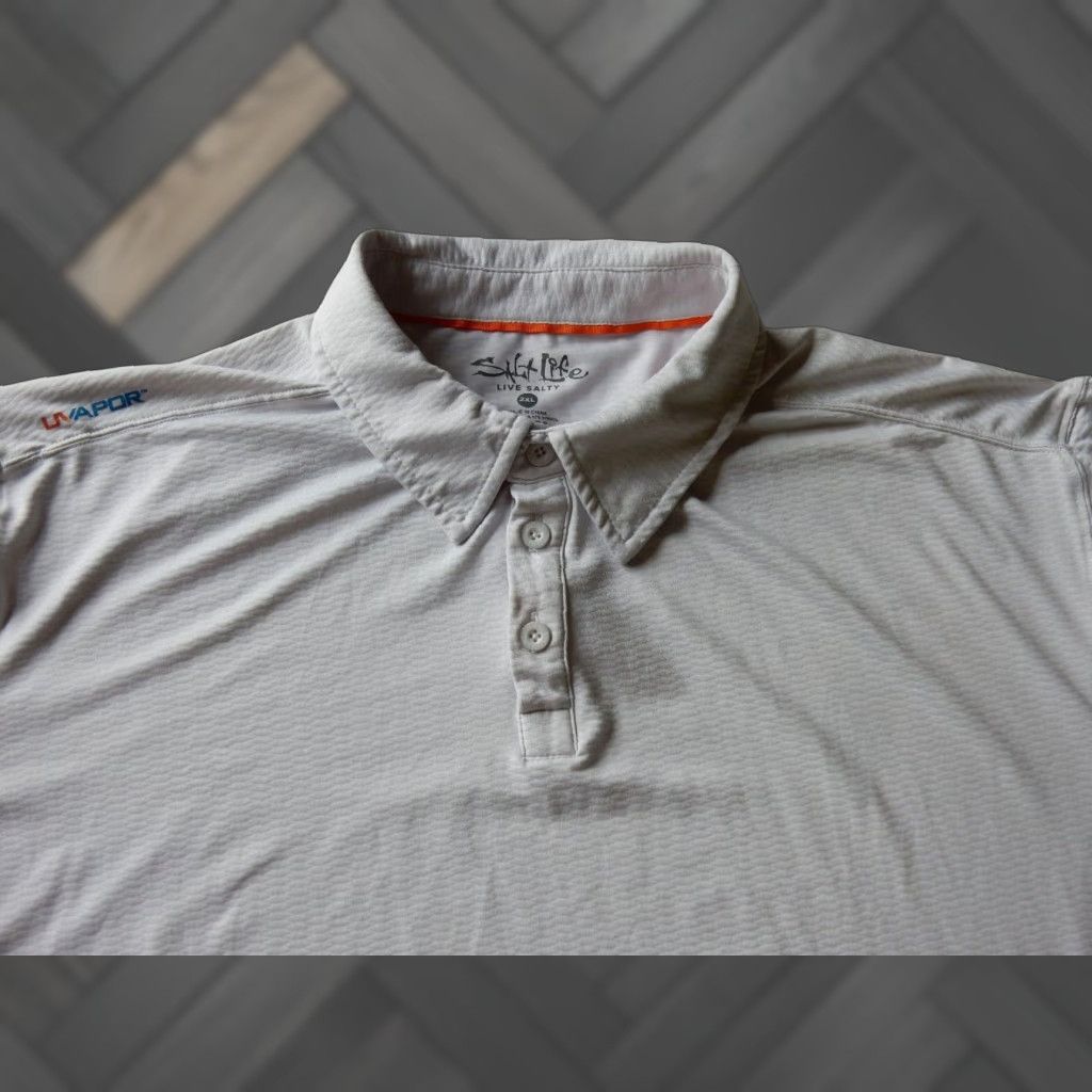 Vintage Salt Life Polo Shirt Men XXL Short Sleeve Solid Ivory Polyester Polo Shirt Mens 2XL Size US XXL / EU 58 / 5 - 1 Thumbnail