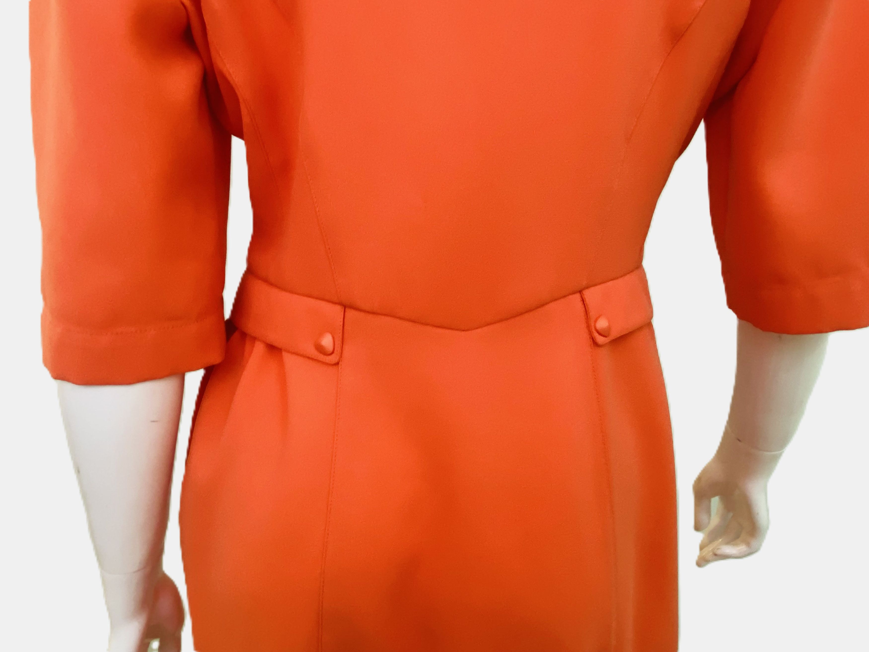 Thierry Mugler Thierry Mugler Crepe Bow Stripe Coral Gown Dress Size L / US 10 / IT 46 - 9 Thumbnail