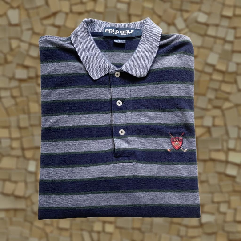 Ralph Lauren VINTAGE Ralph Lauren Polo Golf Shirt Mens 90s Stripe Cotton Sz L Gray Size US L / EU 52-54 / 3 - 1 Thumbnail