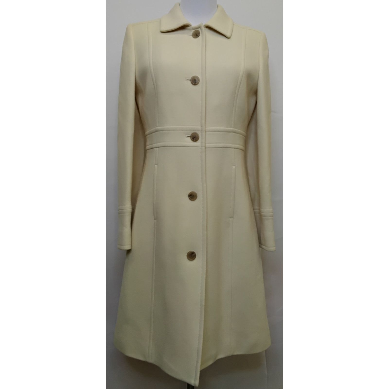 J.Crew J. Crew Wool Blend Pea Coat Women's 8 Cream Thinsulate 2007 Size M / US 6-8 / IT 42-44 - 2 Thumbnail