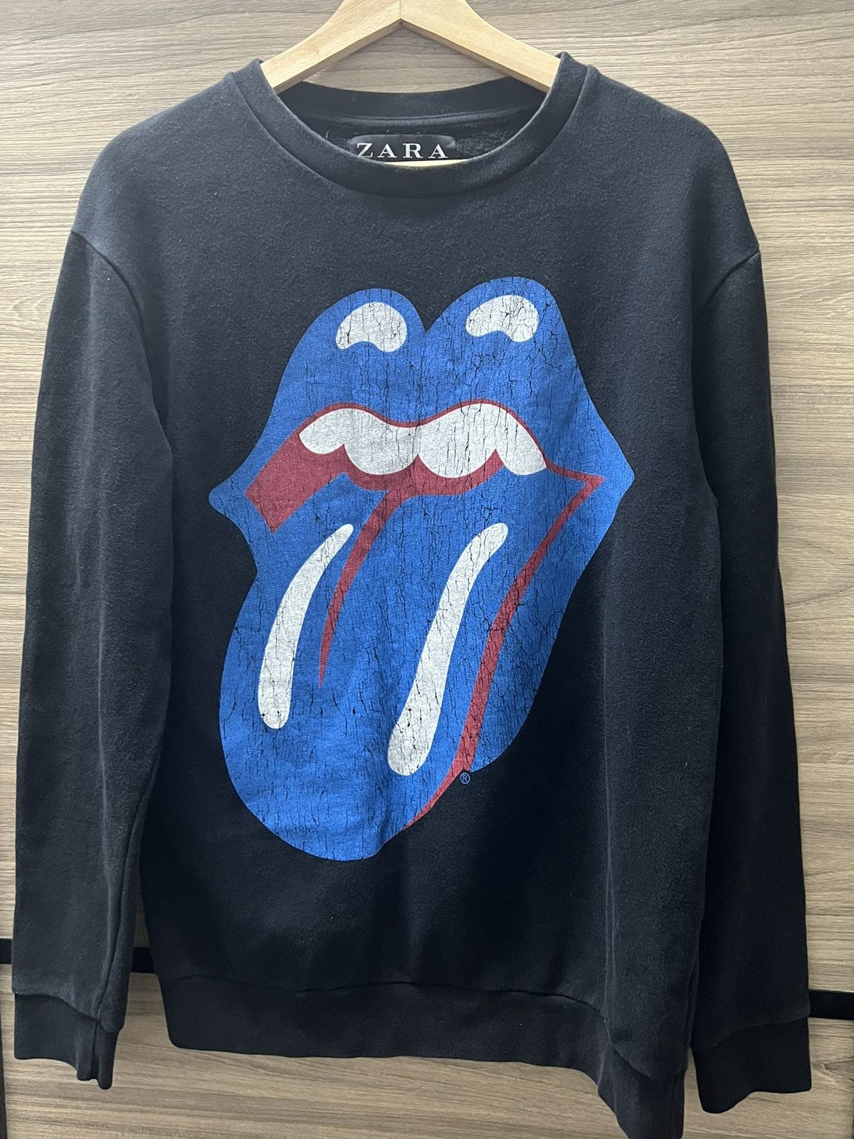 The Rolling Stones zara sweater black big logo vintage rock