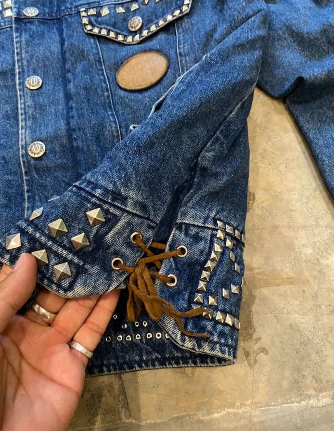 Vintage Harley Davidson Studded Denim Jacket