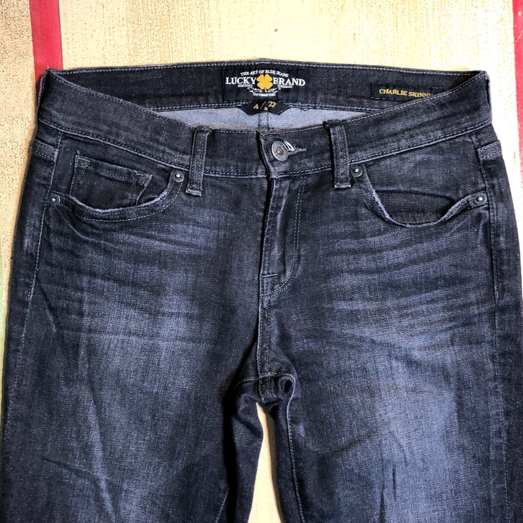 Lucky Brand Lucky Brand Jeans Womens Charlie Skinny Crop Black Distressed Denim 4 25.5 Size 27" / US 4 / IT 40 - 3 Thumbnail