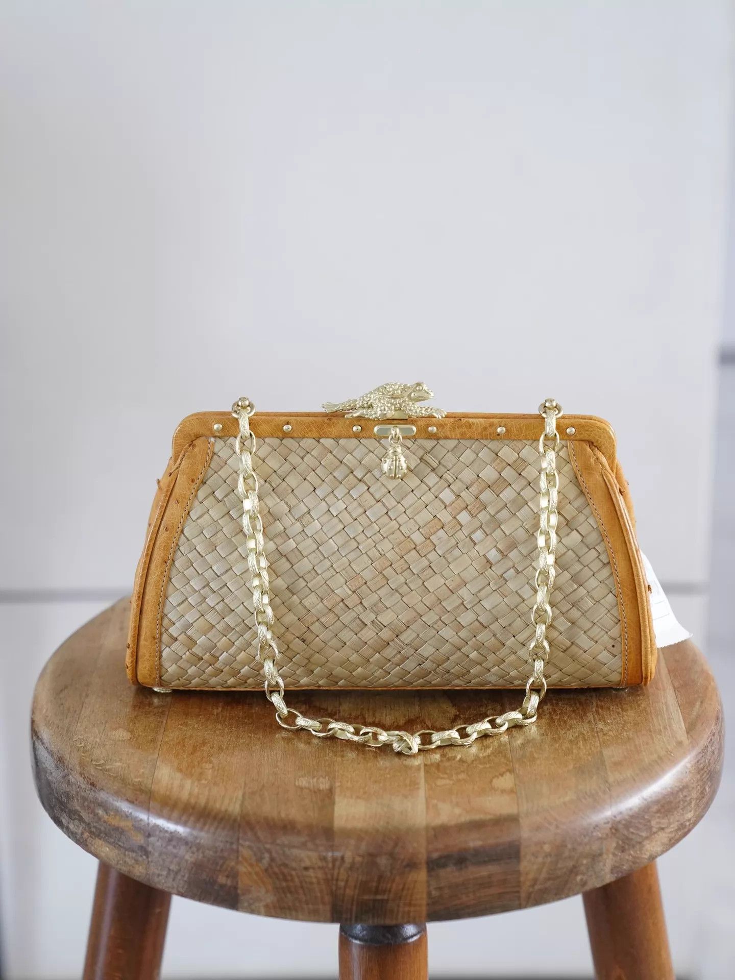 Other BKC 1990s Frog Ladybug Ostrich Straw Handbag Size ONE SIZE - 3 Thumbnail