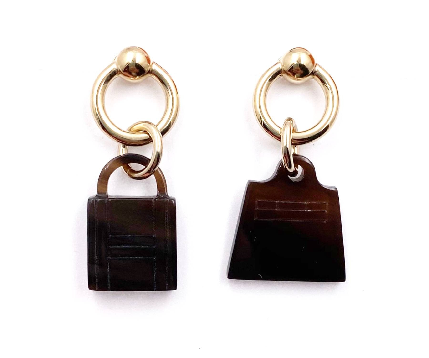 image of Hermes Gold Horn Amulettes Maroquinier Bags Earrings, Women's