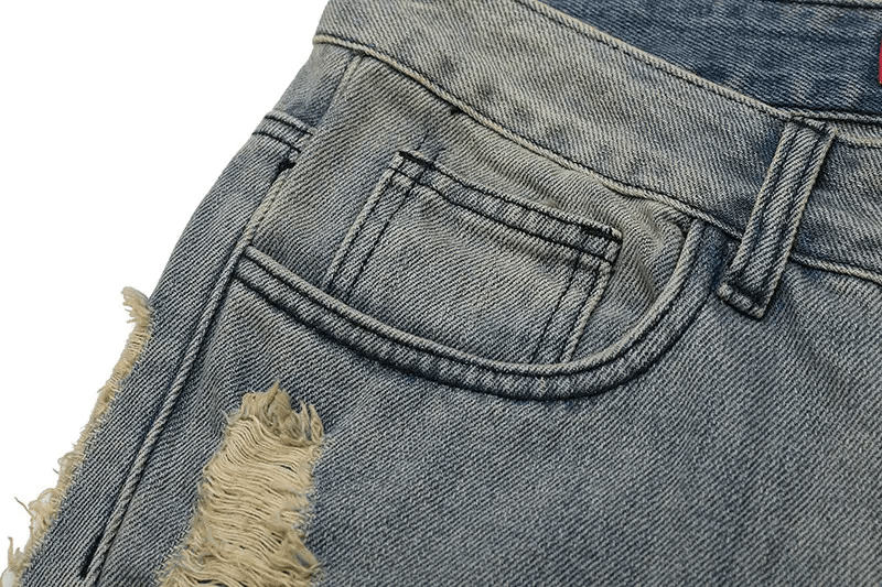 Jean Ripped frayed hole blue washed baggy jeans Size US 32 / EU 48 - 6 Thumbnail