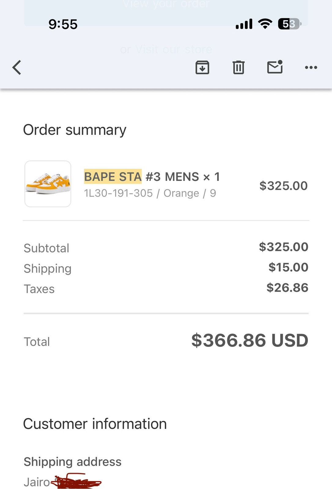Bape Orange Cloud bapesta #3 Size US 9 / EU 42 - 10 Thumbnail