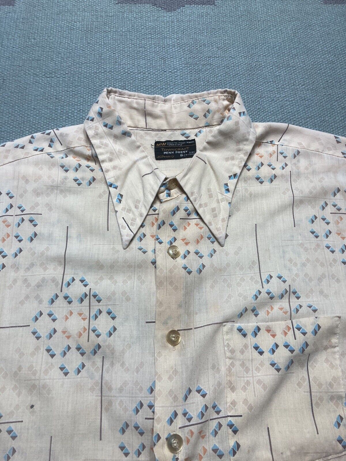 Vintage VTG 70s shirt Towncraft geometric diamonds distressed 3XL Size US XXL / EU 58 / 5 - 7 Thumbnail