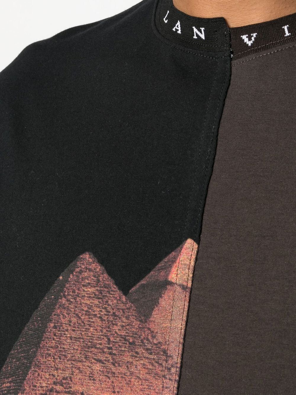 Lanvin o1w1db10724 Embroidered Asymmetric T-Shirt in Multicolor Size US XL / EU 56 / 4 - 5 Thumbnail