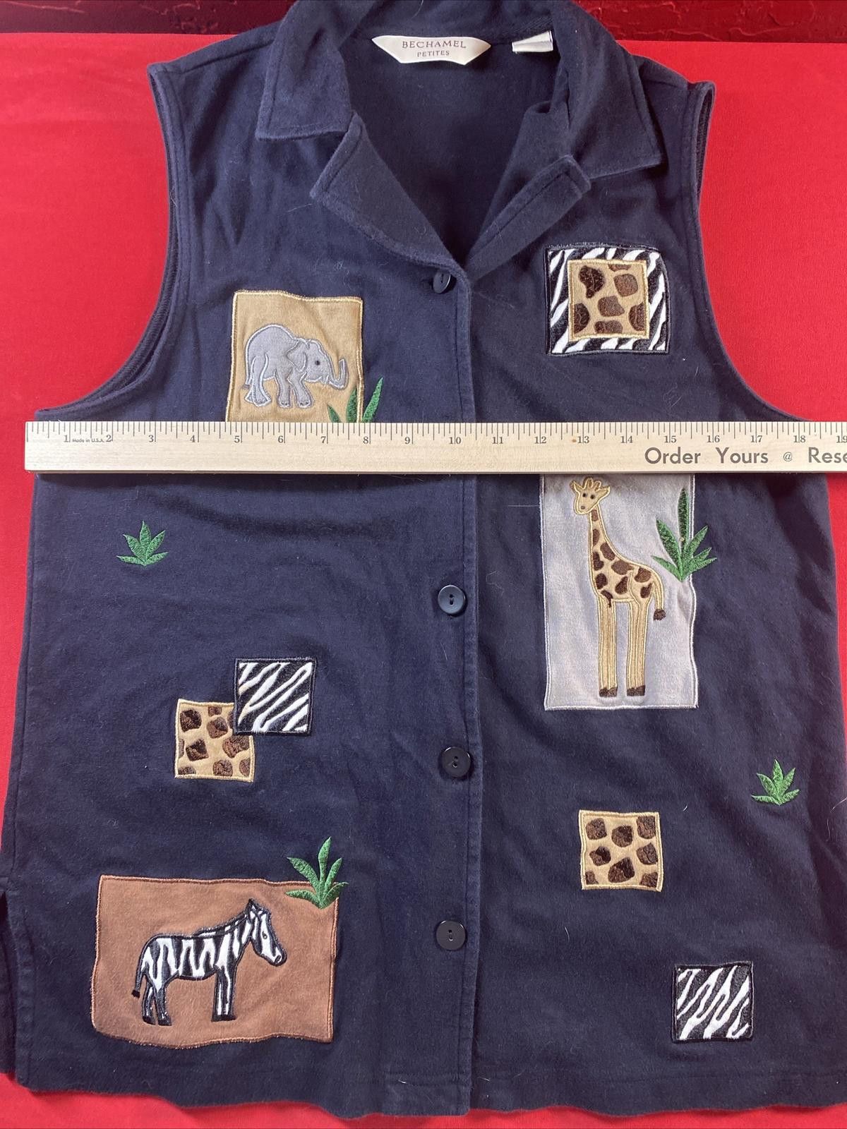 Other Bechamel Petites Vest Women sz PM Black Patch Cotton Vtg Size M / US 6-8 / IT 42-44 - 3 Thumbnail