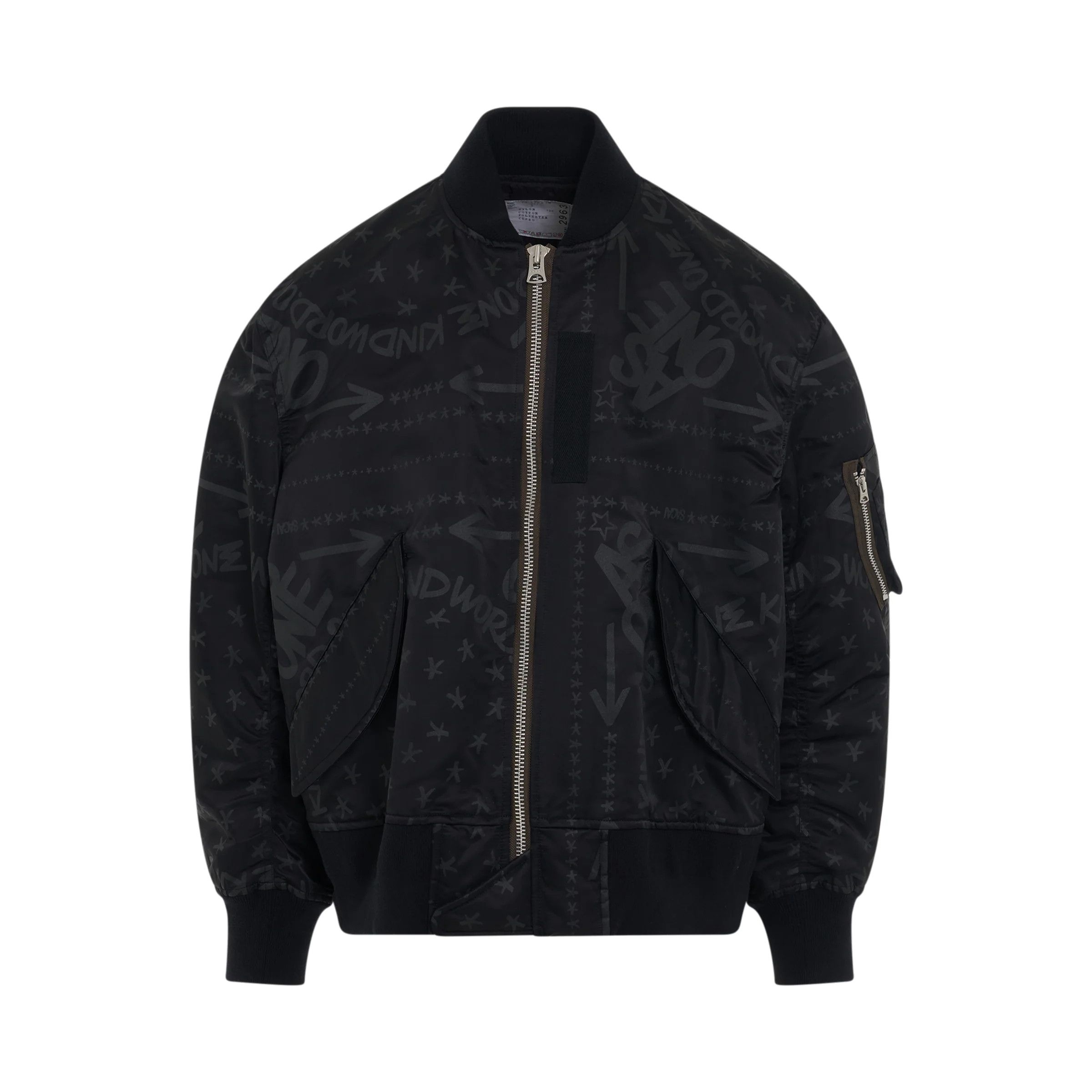 Sacai o1mris0824 Print Blouson in Black Size US M / EU 48-50 / 2 - 1 Thumbnail